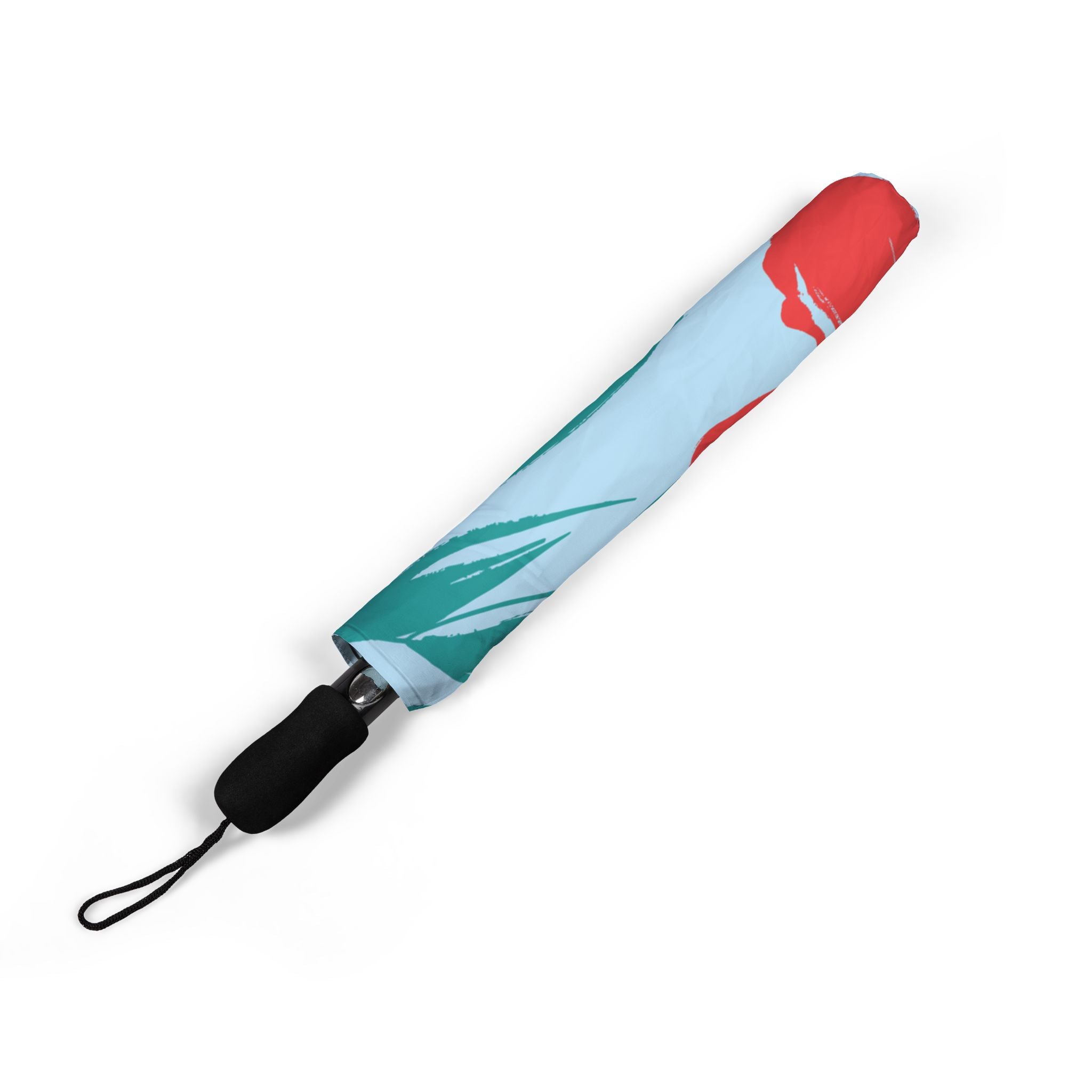 Tropical Floral Foldable Umbrella — Semi-Automatic Compact Rain Parasol
