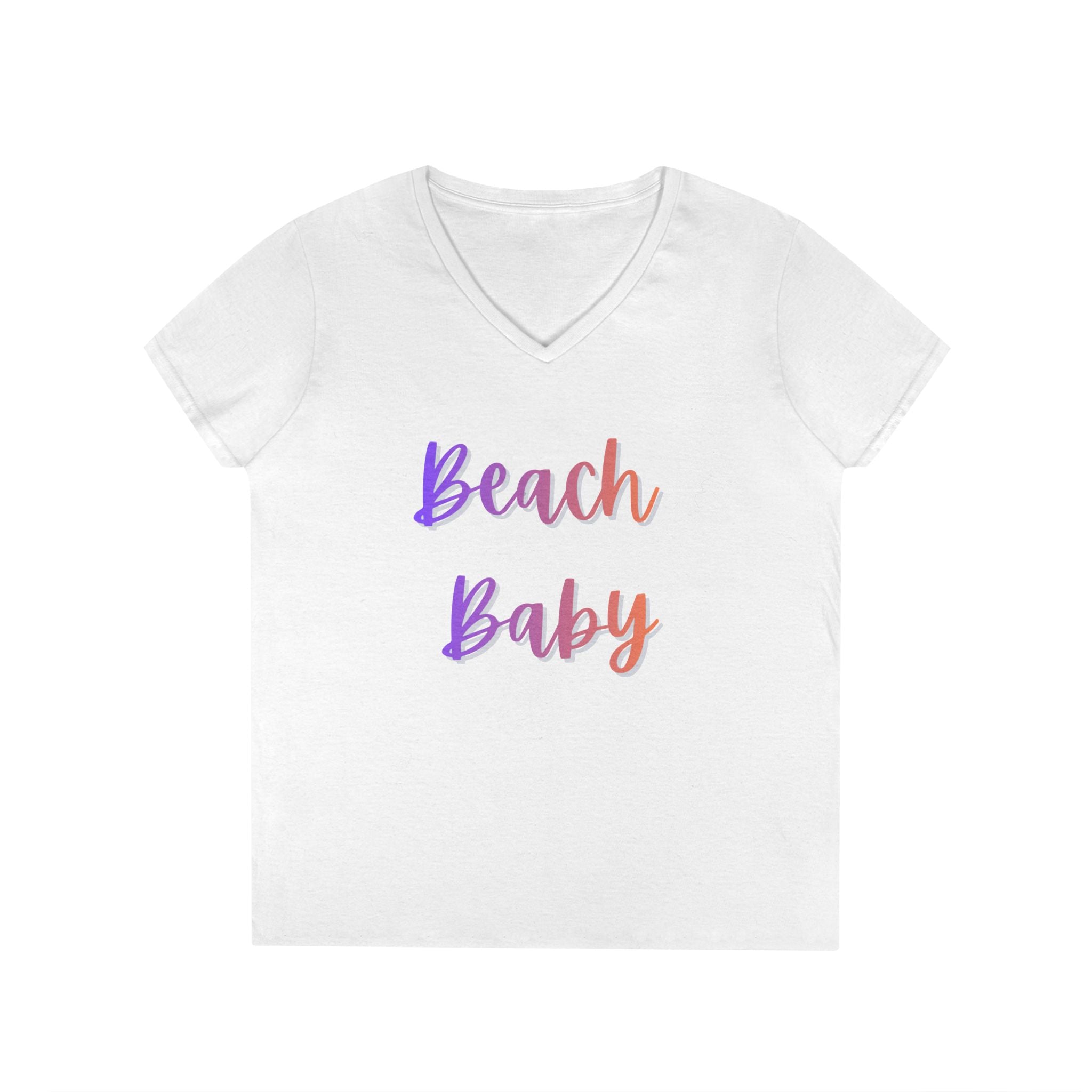 Beach Baby V-Neck Tee — Women's Summer Beach Vacation T-Shirt