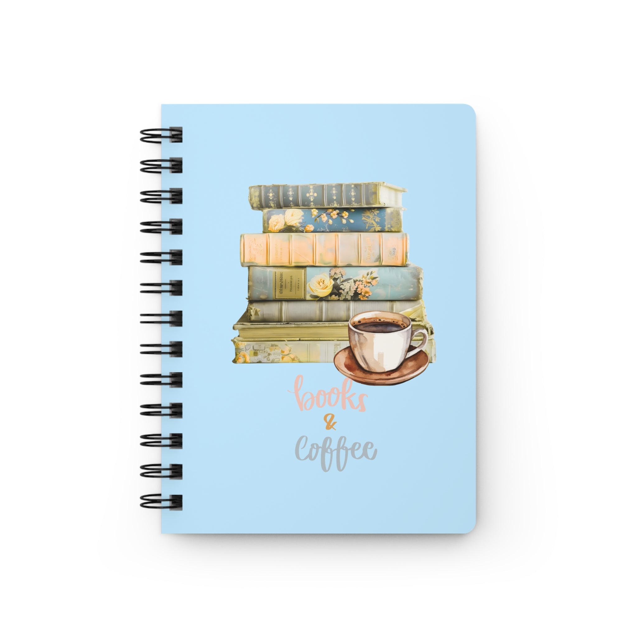 Books & Coffee Spiral Journal — Cozy Reading Notebook for Book Lovers