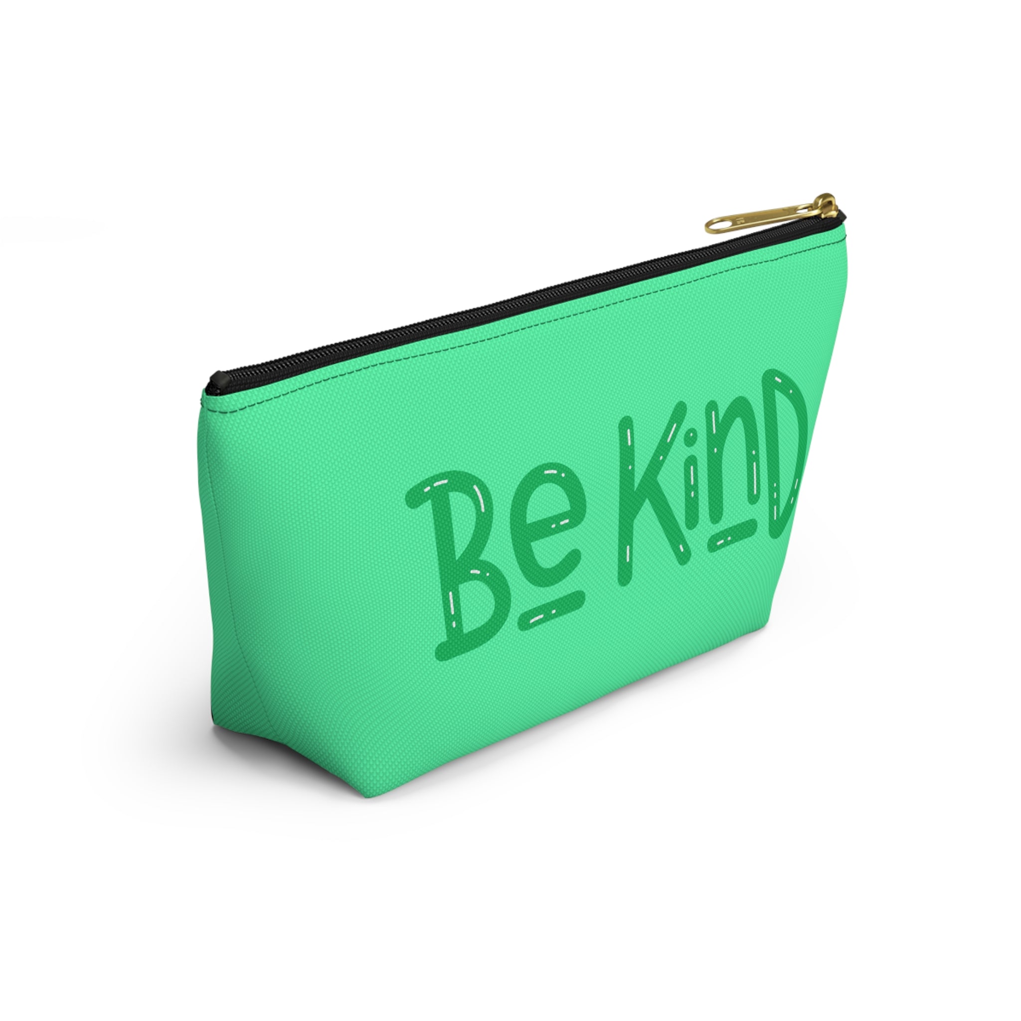 Be Kind Accessory Pouch — Cute Inspirational Makeup Bag with T‑Bottom