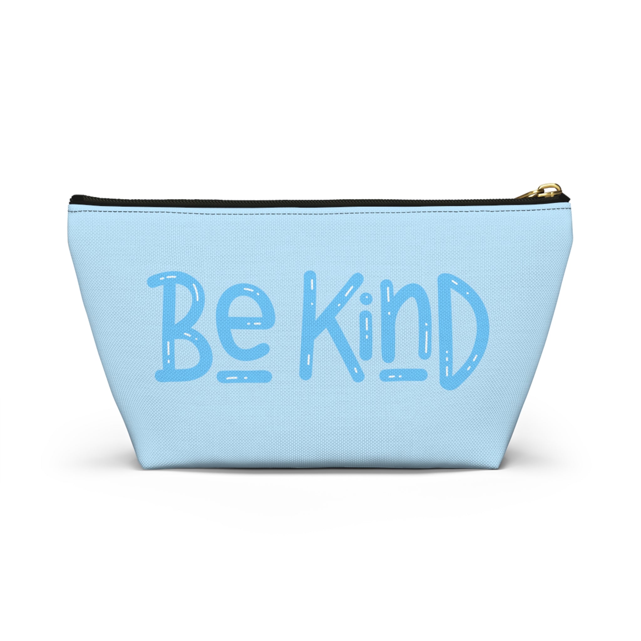Be Kind Accessory Pouch — Light Blue T‑Bottom Makeup & Travel Cosmetic Bag