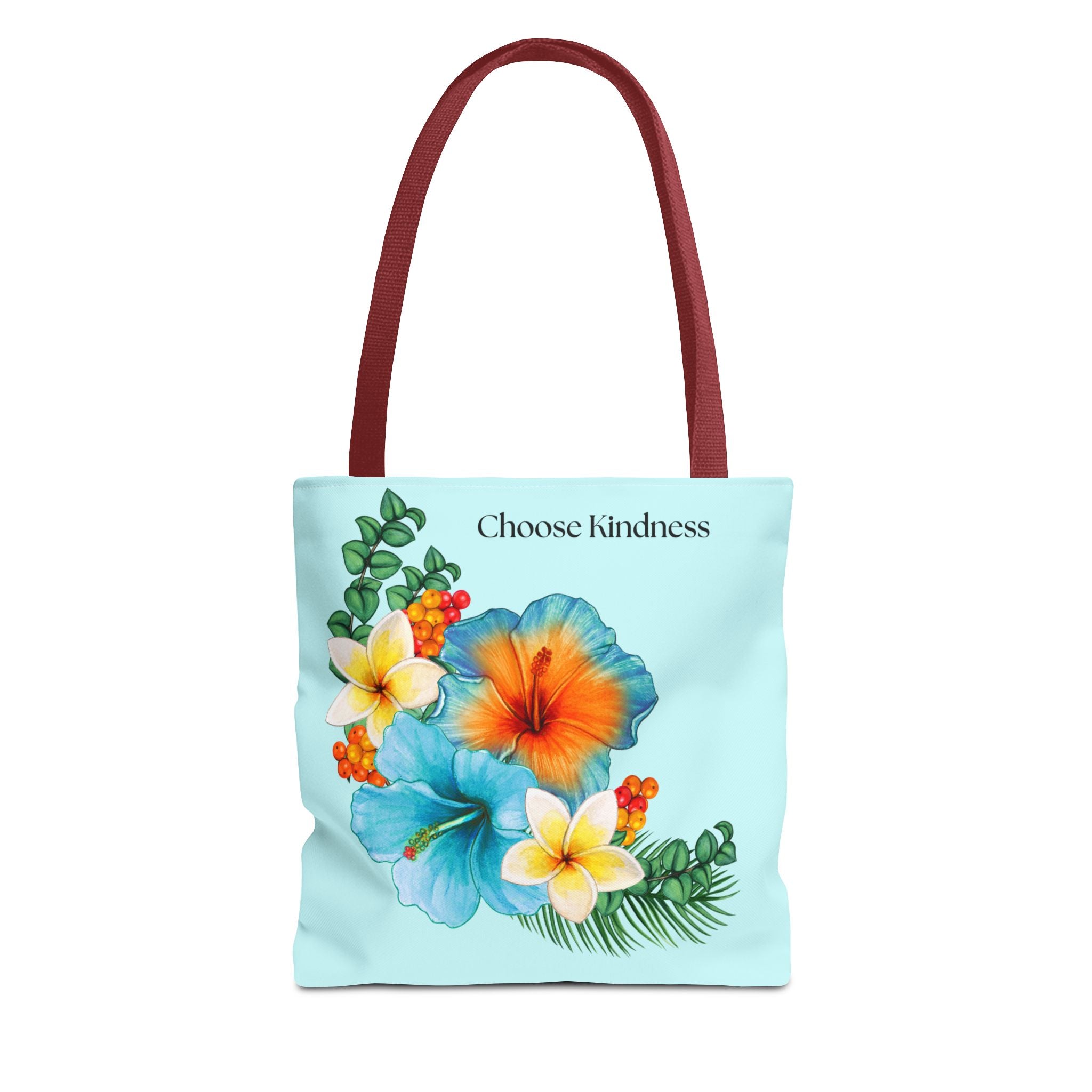 Choose Kindness Floral Tote Bag — Tropical Hibiscus AOP Beach Shopper