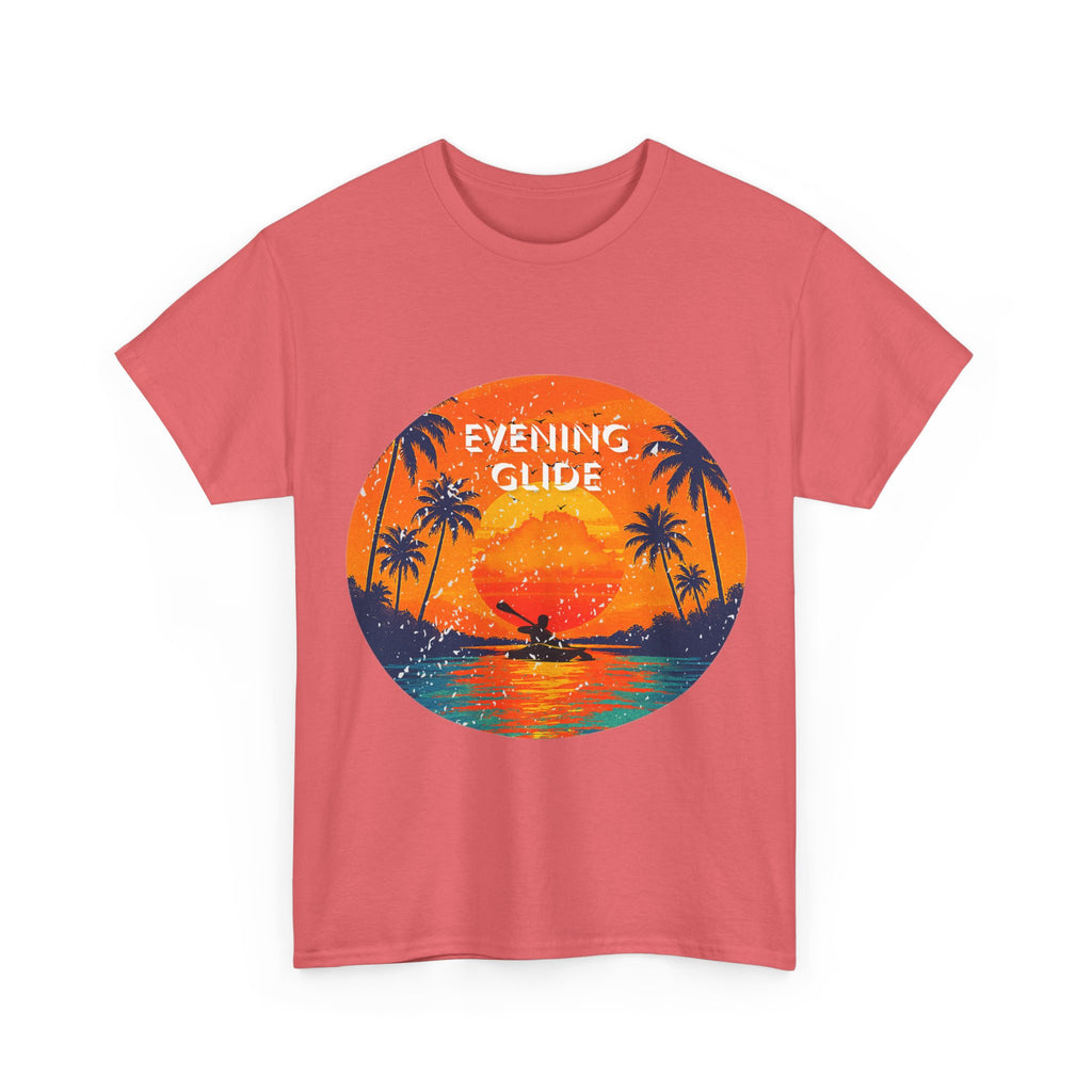 Sunset Vibes Unisex Heavy Cotton Tee, Evening Glide Shirt, Summer Apparel, Relaxed Fit T-Shirt, Beach Lover Gift, Tropical Graphic Tee