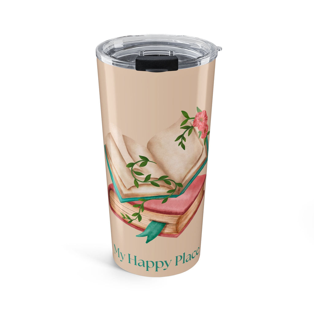 20oz Floral Book Lover Tumbler - "My Happy Place" Travel Mug