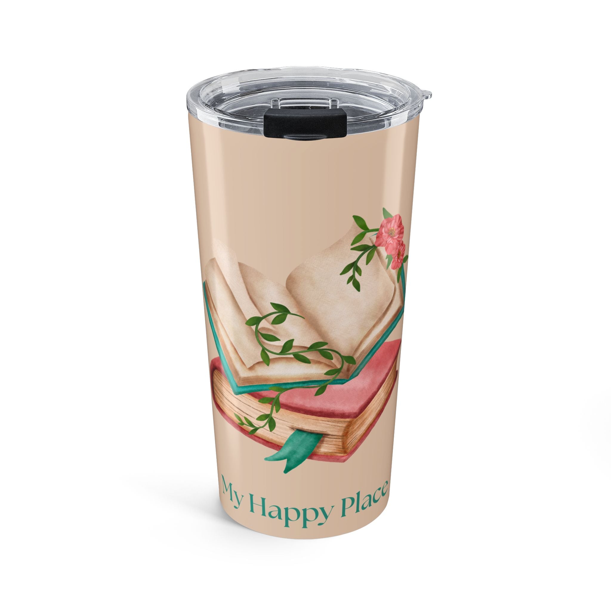 20oz Floral Book Lover Tumbler - "My Happy Place" Travel Mug