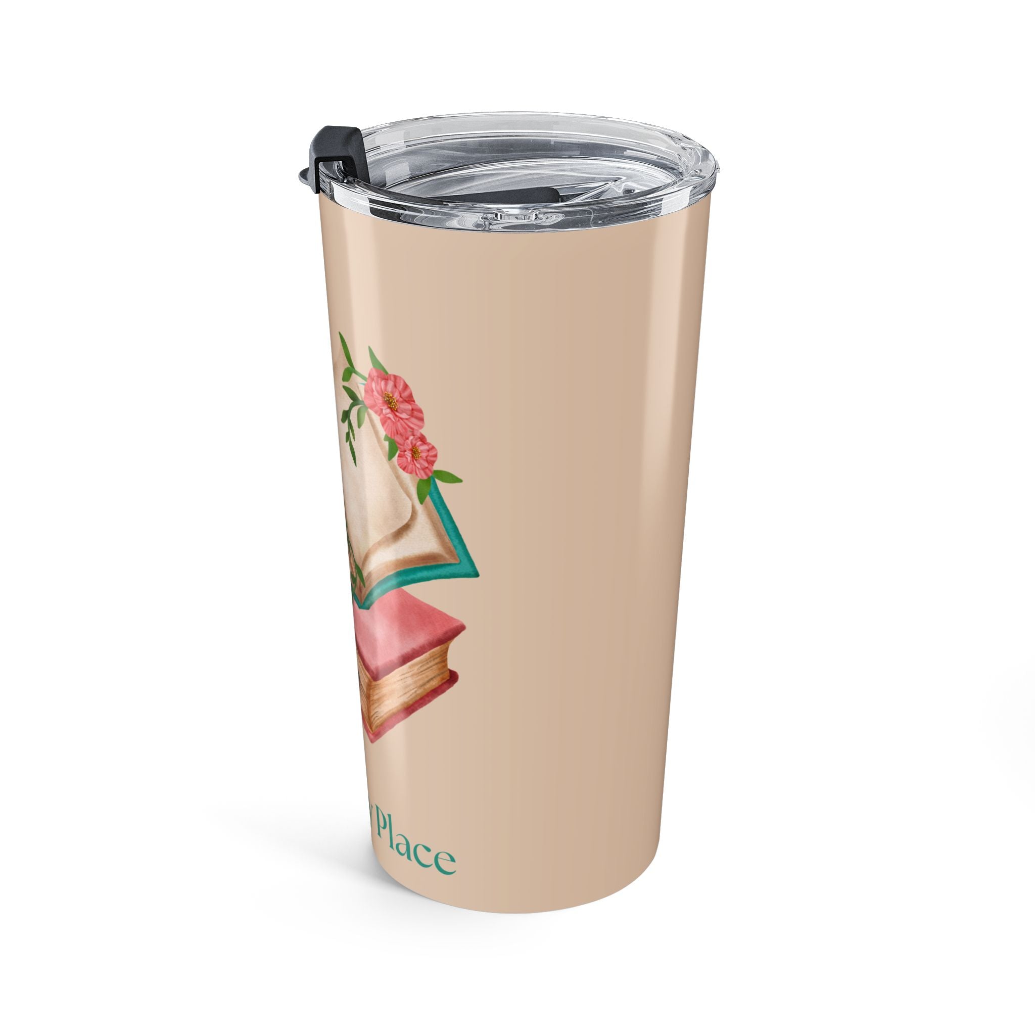 20oz Floral Book Lover Tumbler - "My Happy Place" Travel Mug