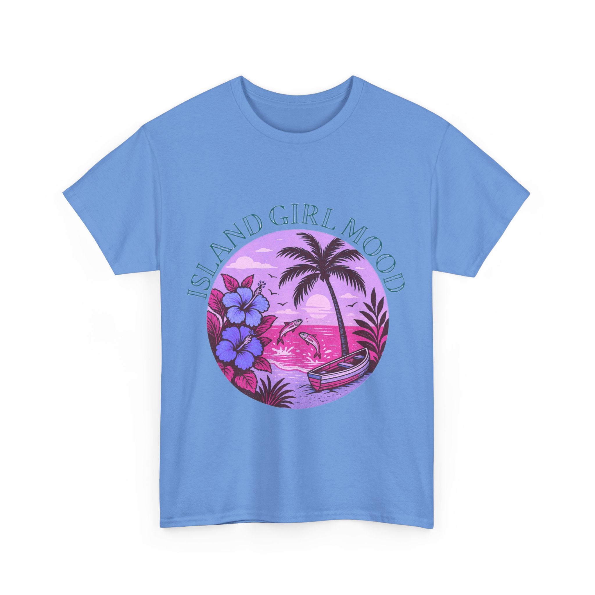 Island Girl Mood Unisex Heavy Cotton Tee, Tropical T-Shirt, Summer Vibes Shirt, Beachwear Apparel, Vacation Outfit