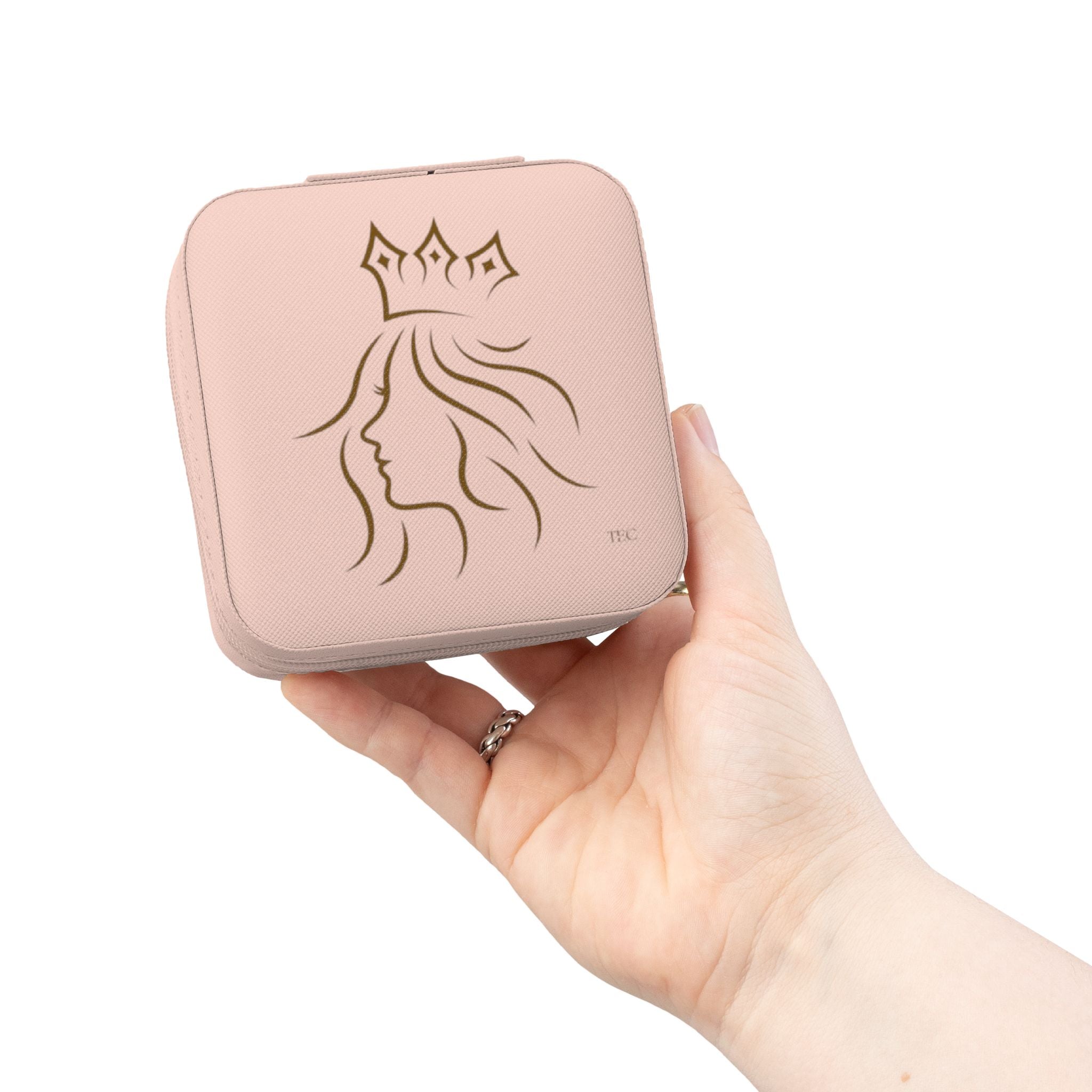 Compact Travel Jewelry Case – Portable Ring & Earring Organizer with Crown Profile Design