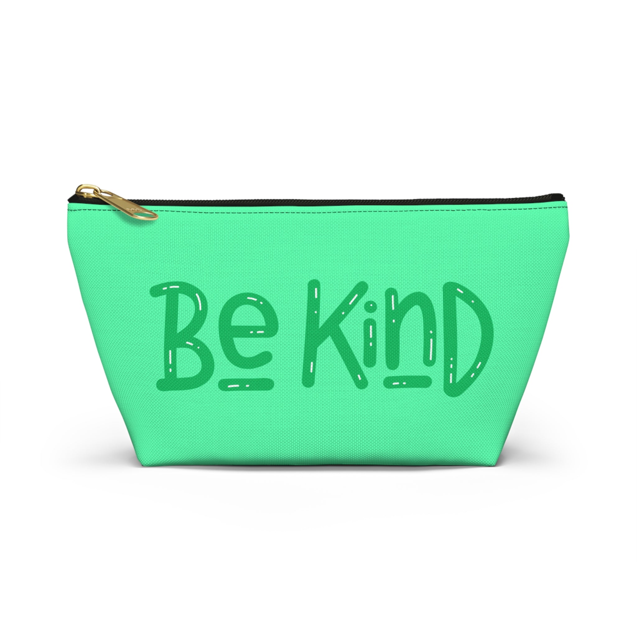Be Kind Accessory Pouch — Cute Inspirational Makeup Bag with T‑Bottom