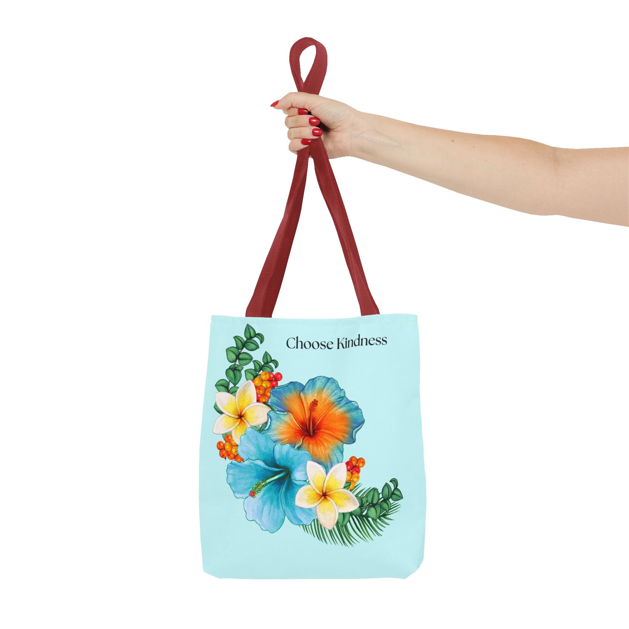 Choose Kindness Floral Tote Bag — Tropical Hibiscus AOP Beach Shopper