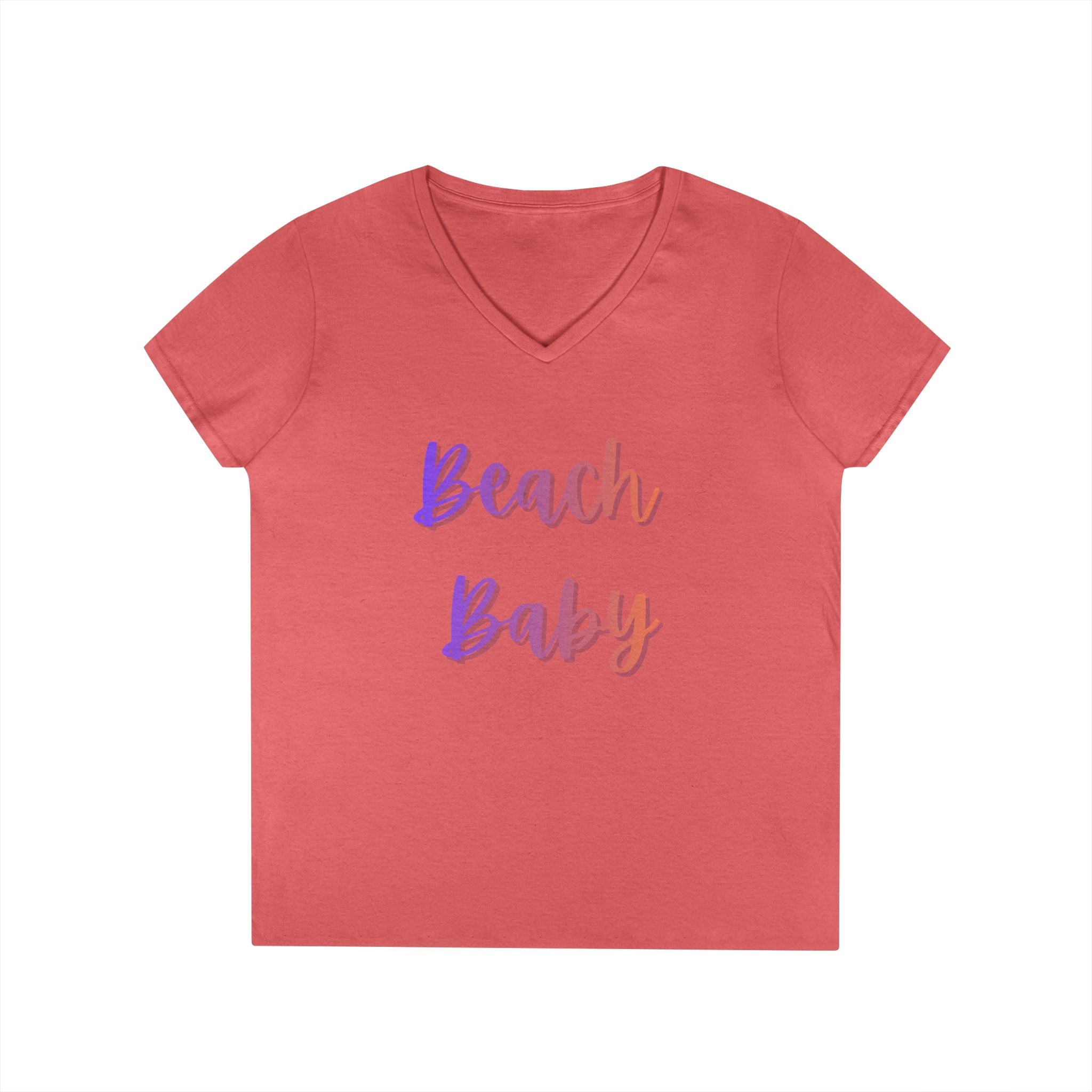 Beach Baby V-Neck Tee — Women's Summer Beach Vacation T-Shirt