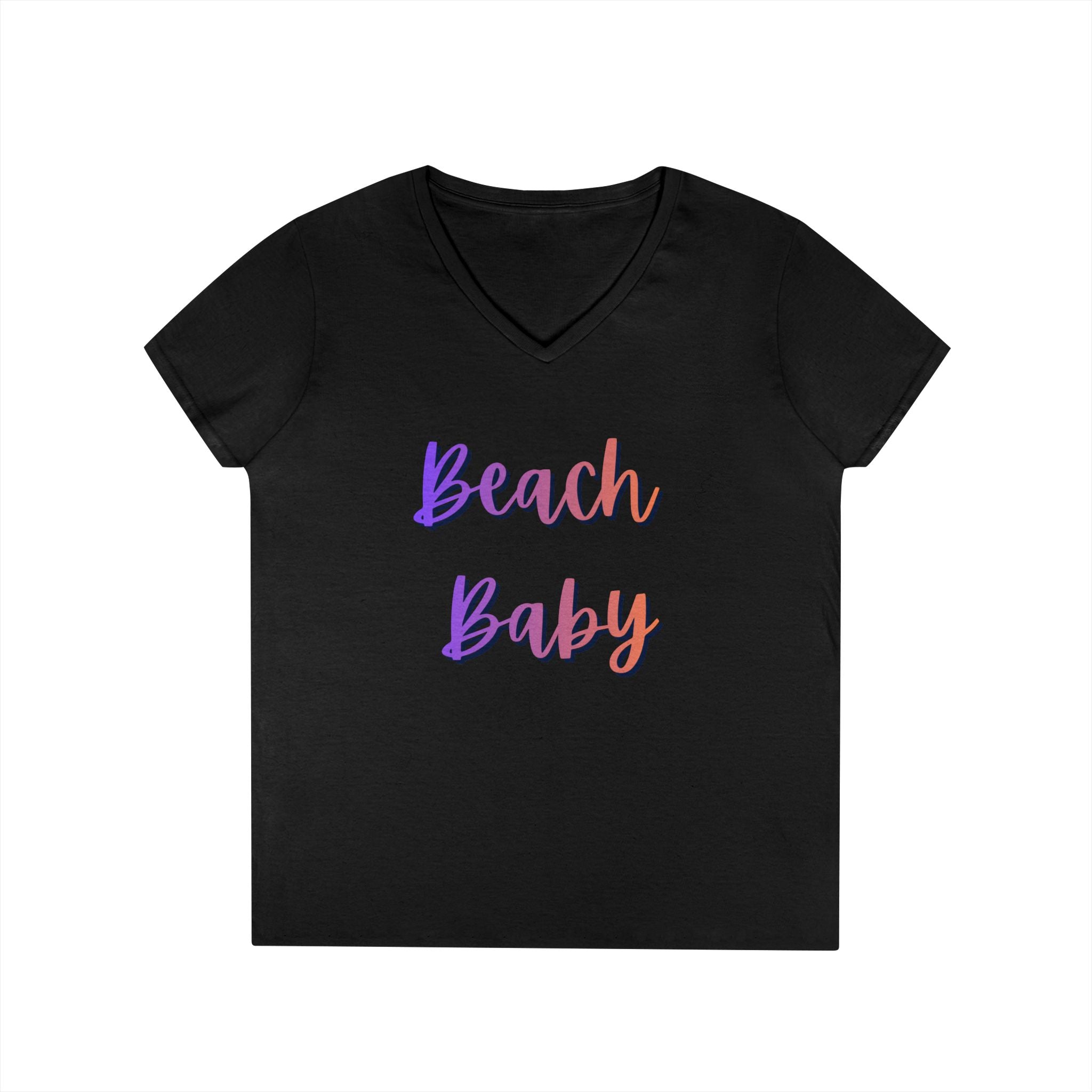 Beach Baby V-Neck Tee — Women's Summer Beach Vacation T-Shirt