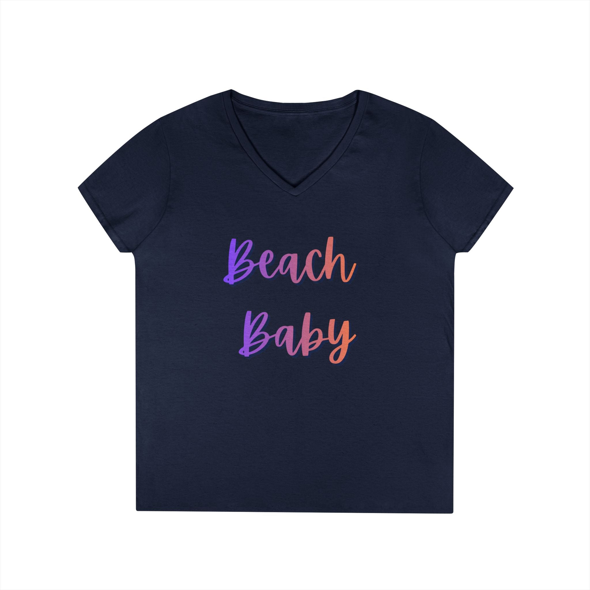 Beach Baby V-Neck Tee — Women's Summer Beach Vacation T-Shirt