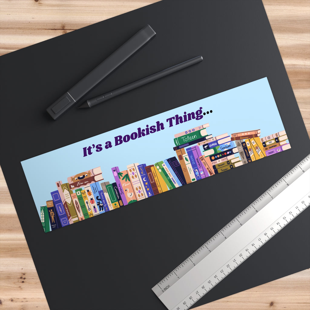 Bookish Bumper Sticker - "It's a Bookish Thing" Colorful Bookshelf Decal
