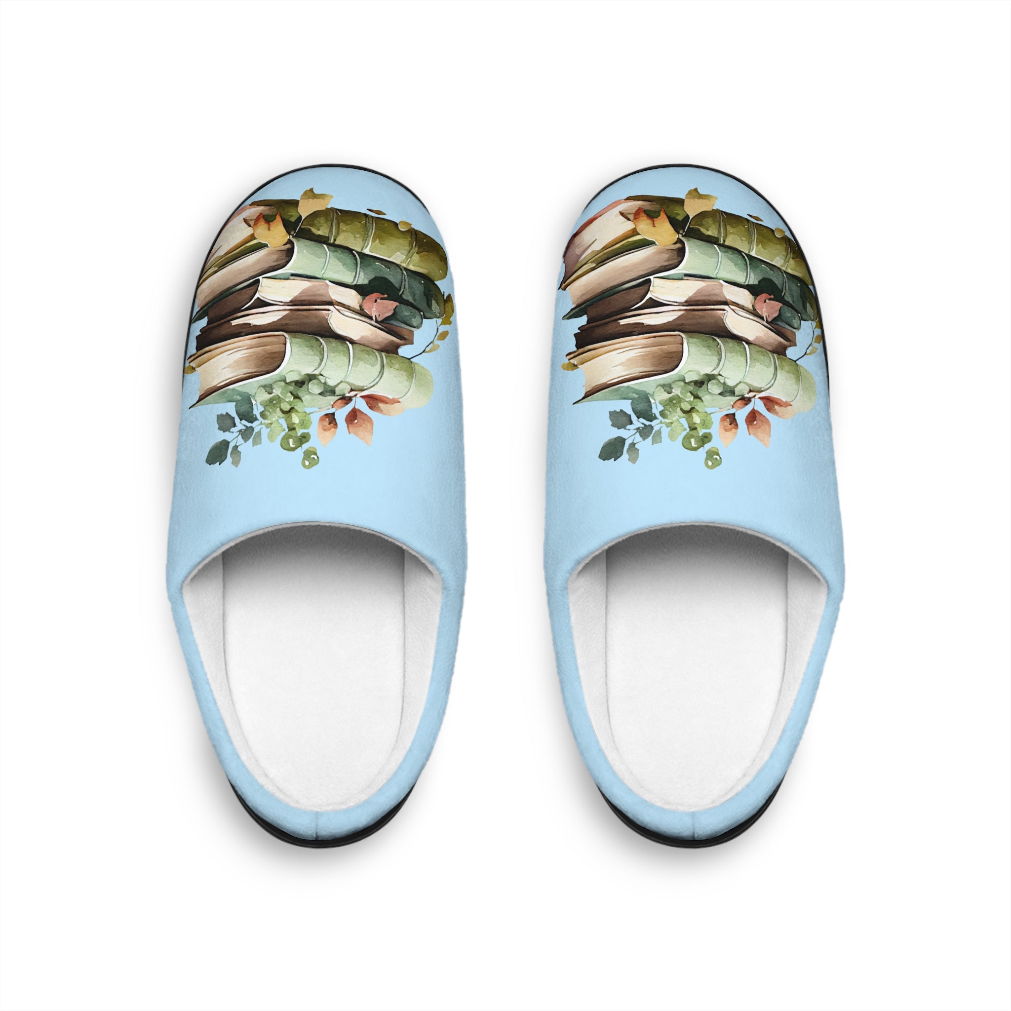 Floral Garden Indoor Slippers for Women — Cozy Light Blue House Shoes
