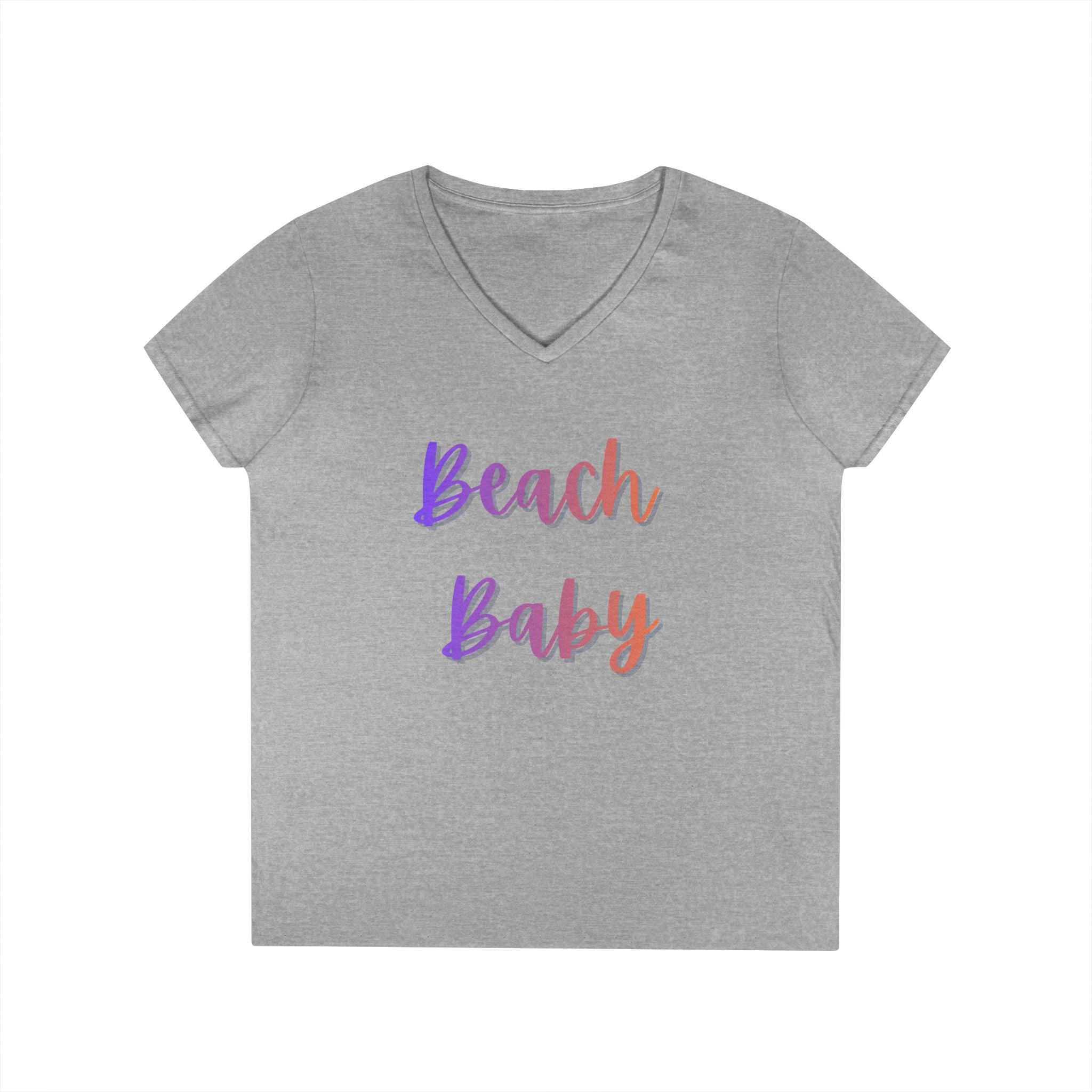Beach Baby V-Neck Tee — Women's Summer Beach Vacation T-Shirt