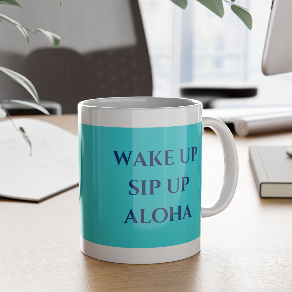 Ceramic Mug — Tropical Blue Hibiscus Coffee Cup (11 oz)