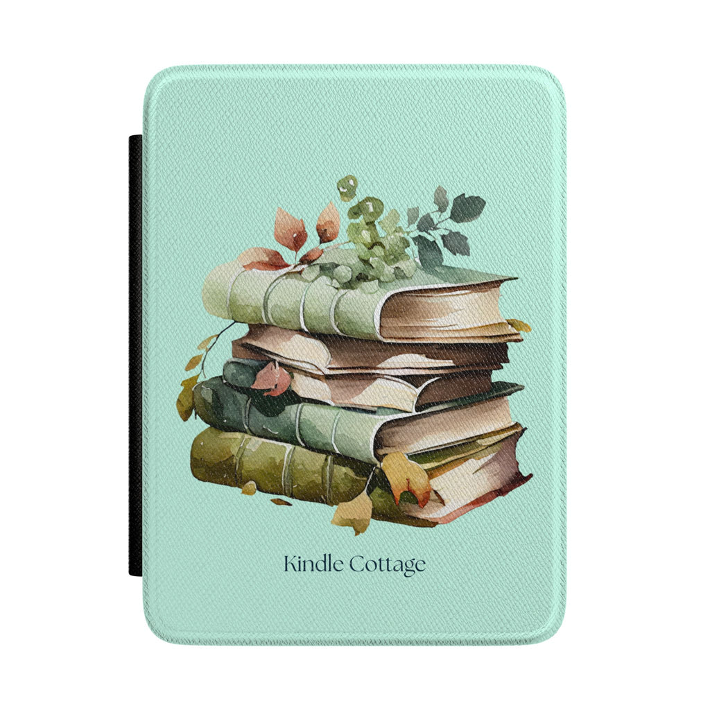 Kindle Case — Vintage Stacked Books Floral E-Reader Cover