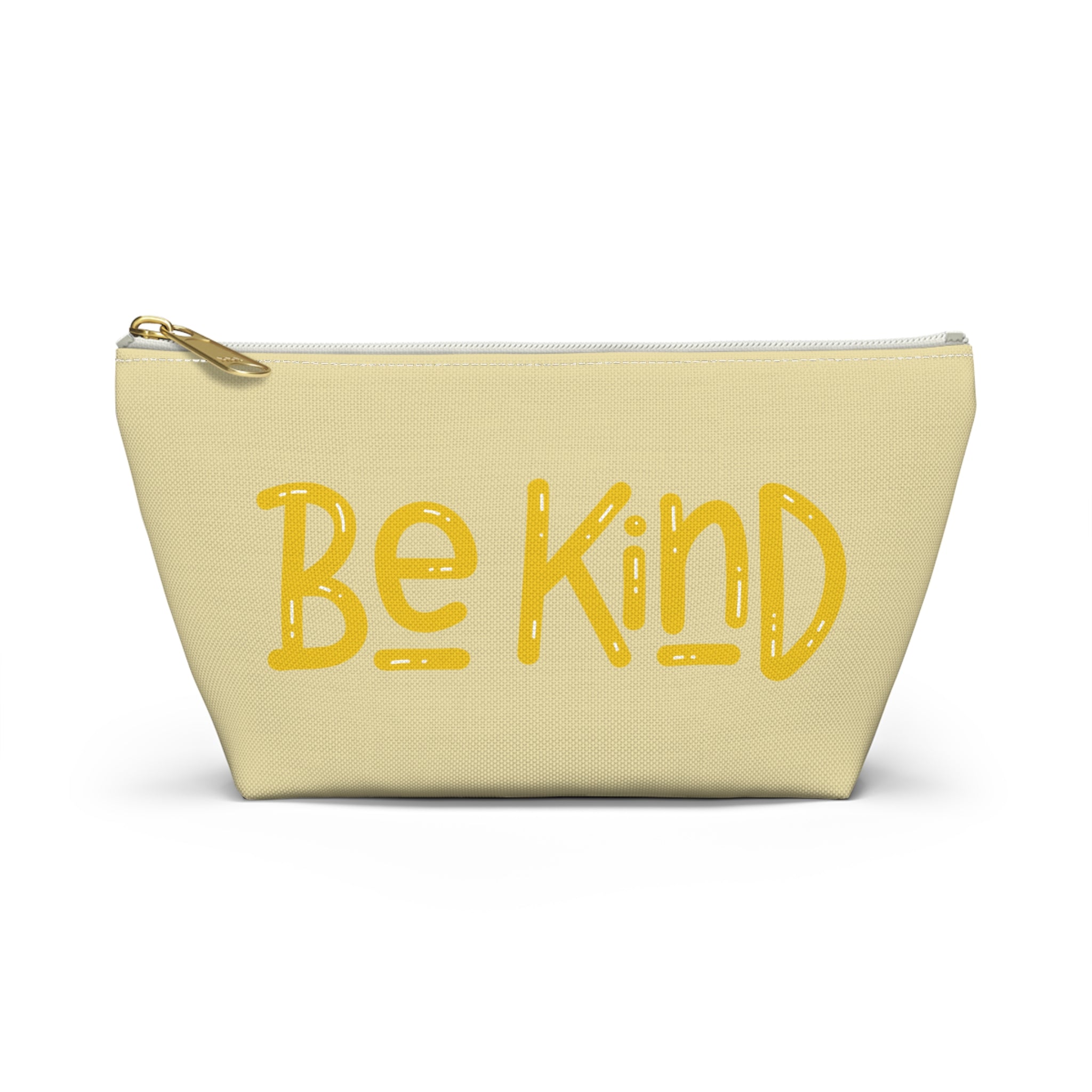 Be Kind Accessory Pouch — Yellow T‑Bottom Makeup Bag
