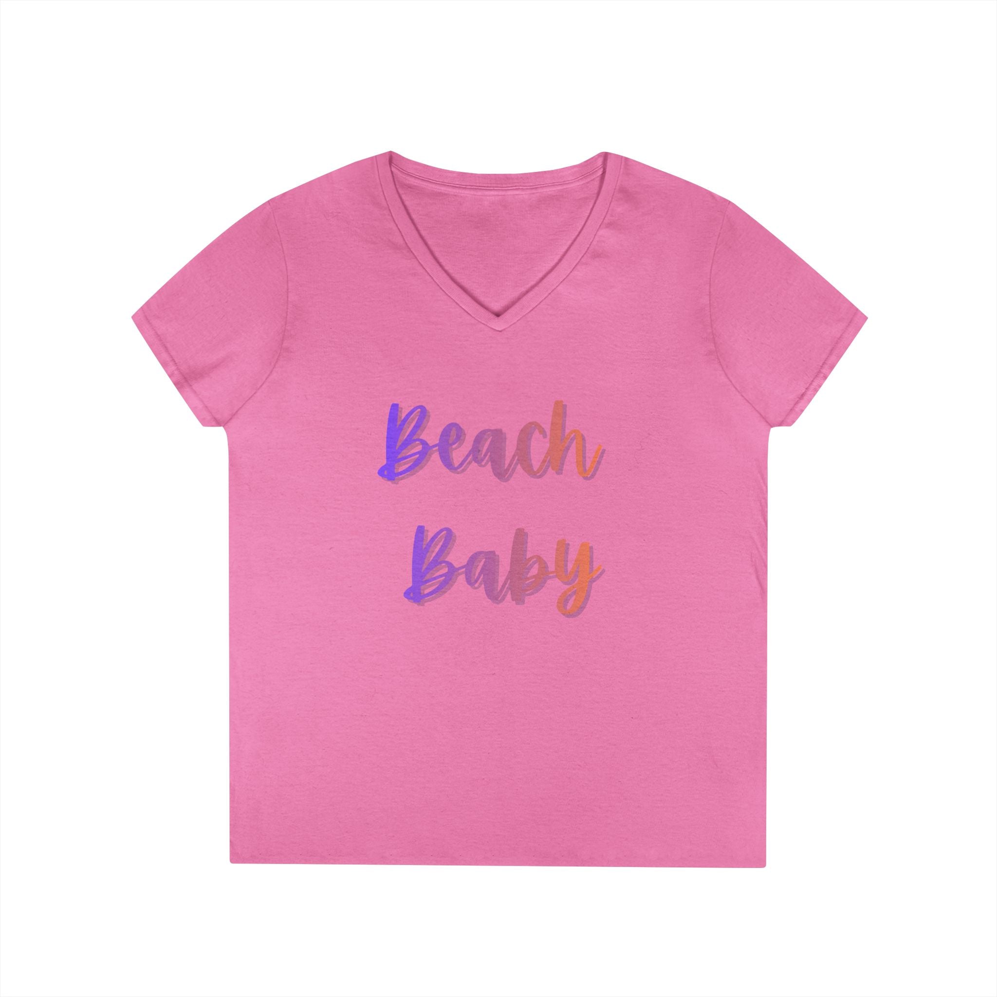 Beach Baby V-Neck Tee — Women's Summer Beach Vacation T-Shirt