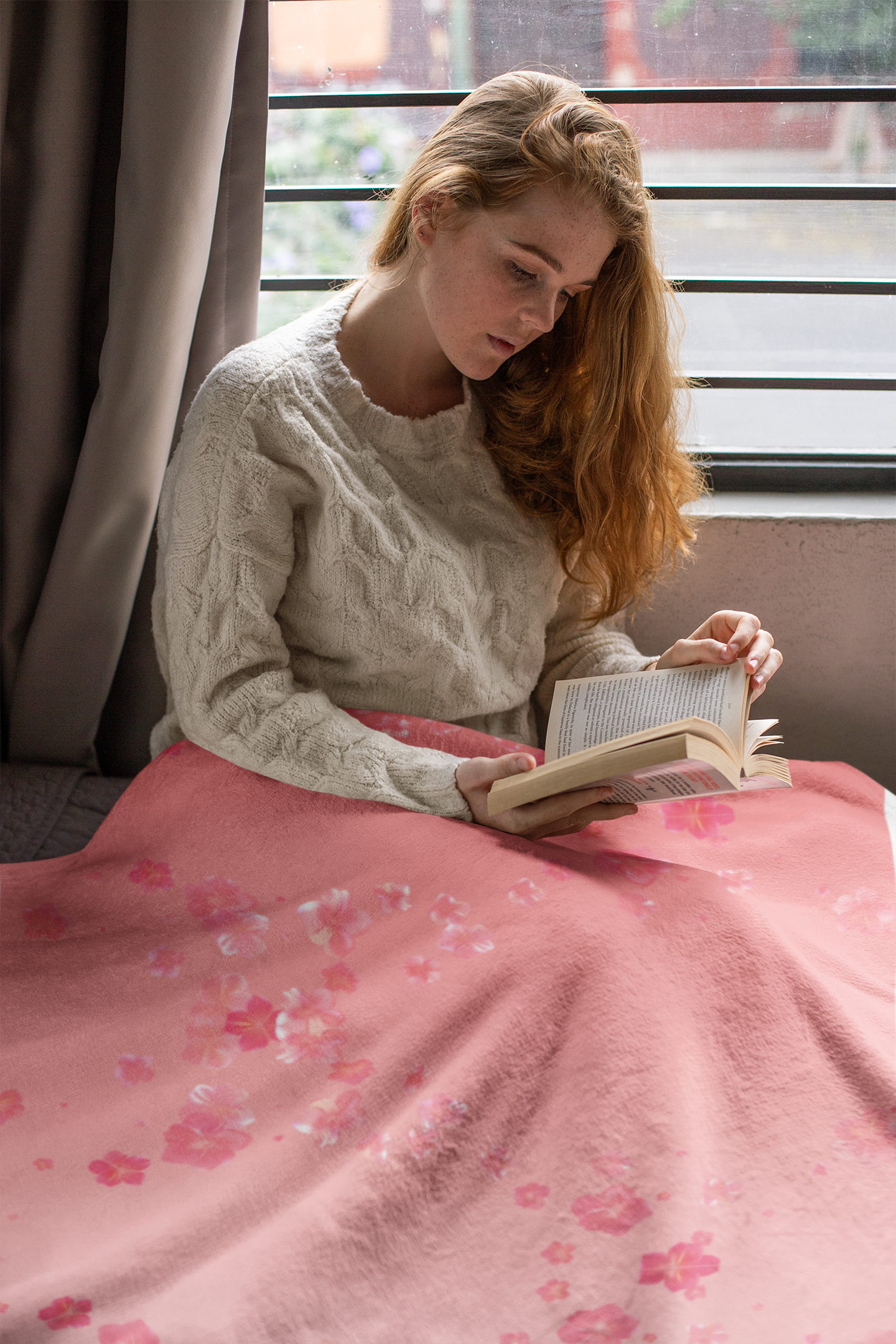 Cherry Blossom Velveteen Plush Blanket — Soft Pink Floral Throw for Cozy Home, Gifts & Spring Decor