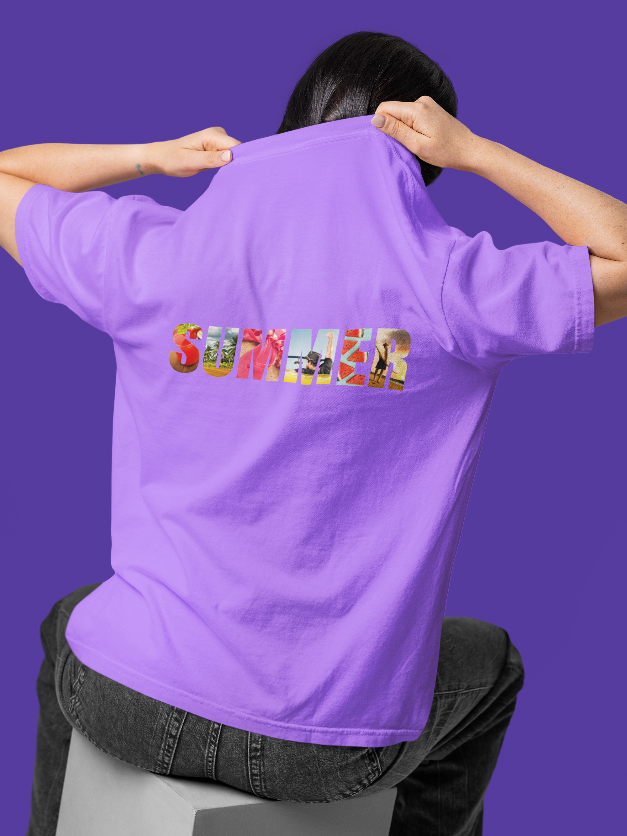Summer Graphic T-Shirt — Colorful Floral 'SUMMER' Back Print