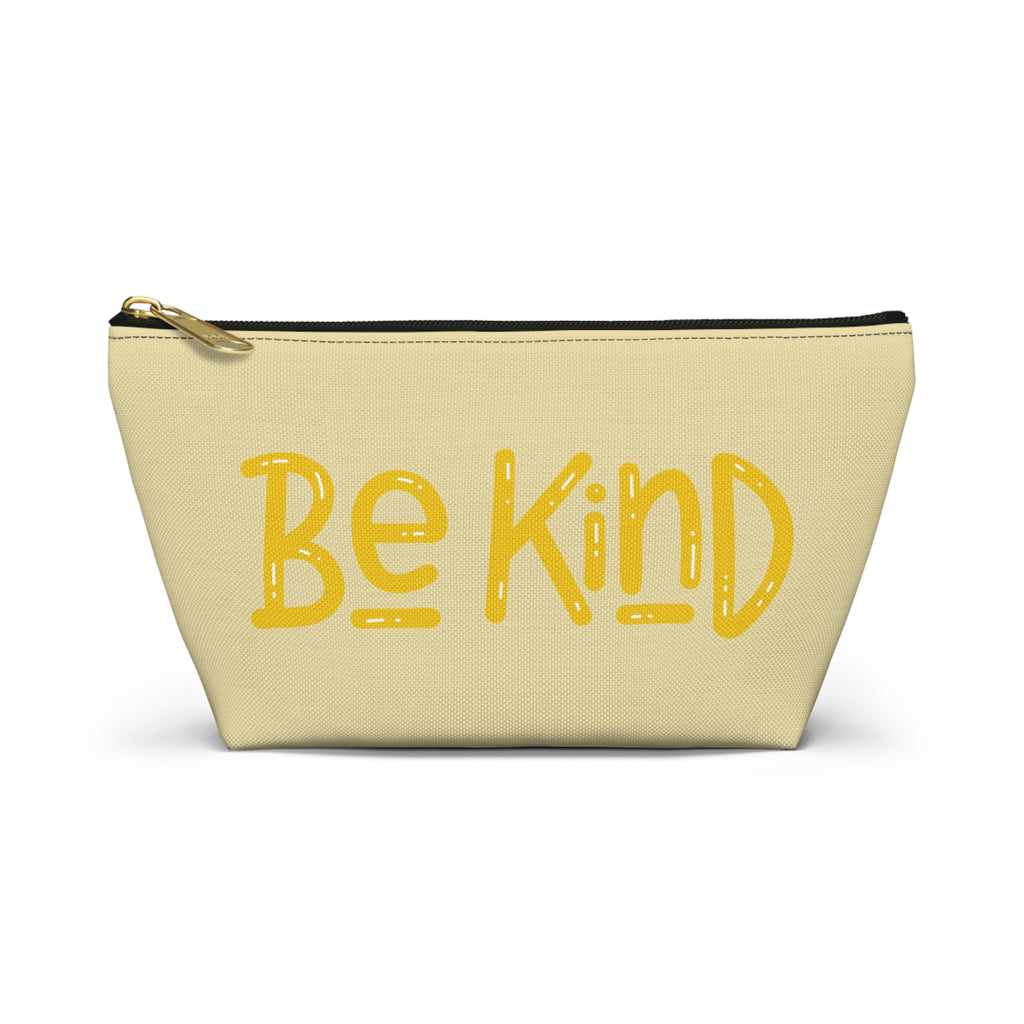 Be Kind Accessory Pouch — Yellow T‑Bottom Makeup Bag