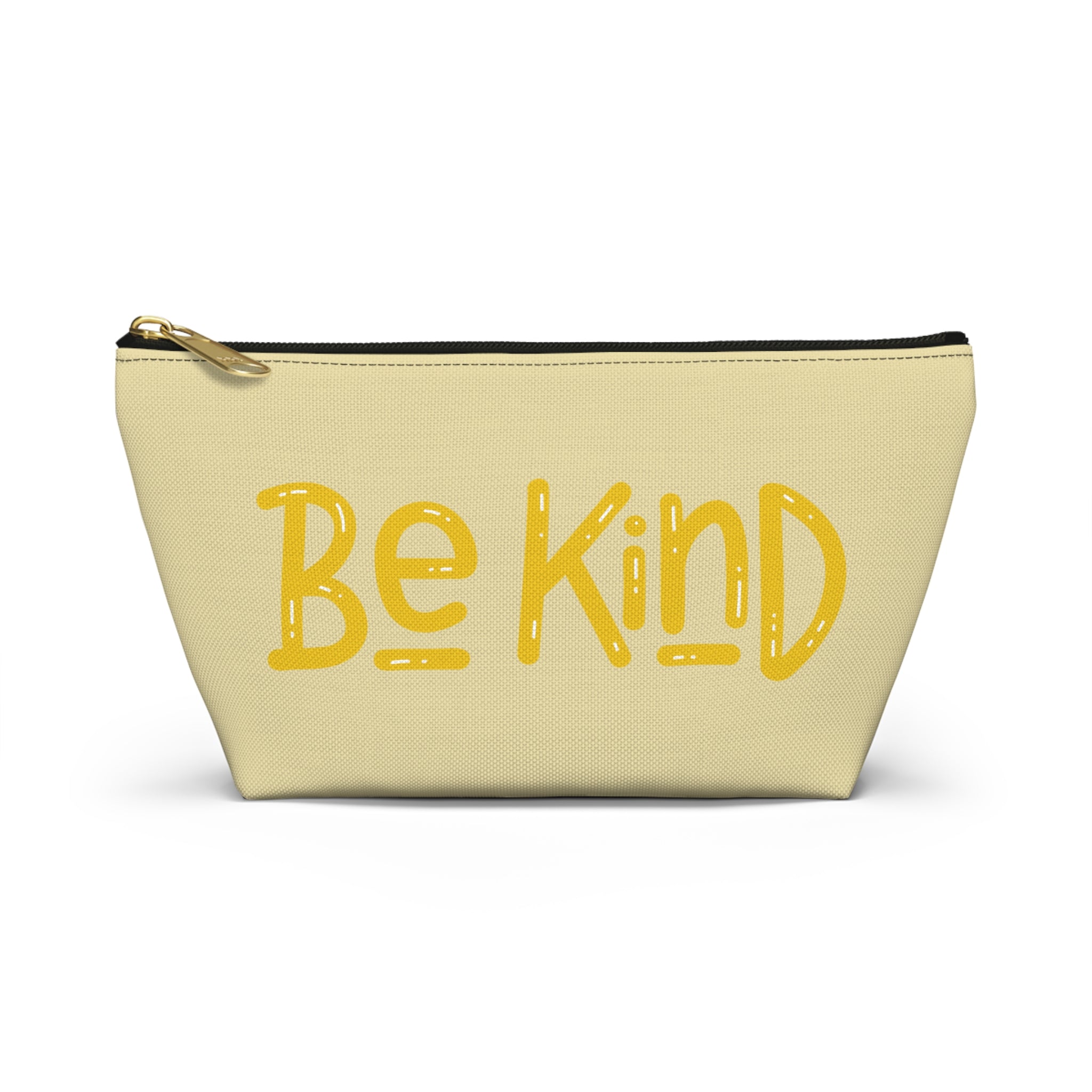 Be Kind Accessory Pouch — Yellow T‑Bottom Makeup Bag