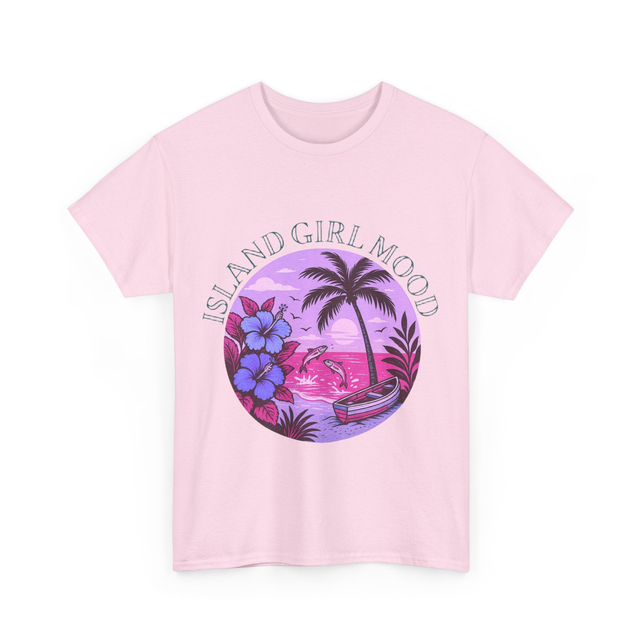 Island Girl Mood Unisex Heavy Cotton Tee, Tropical T-Shirt, Summer Vibes Shirt, Beachwear Apparel, Vacation Outfit