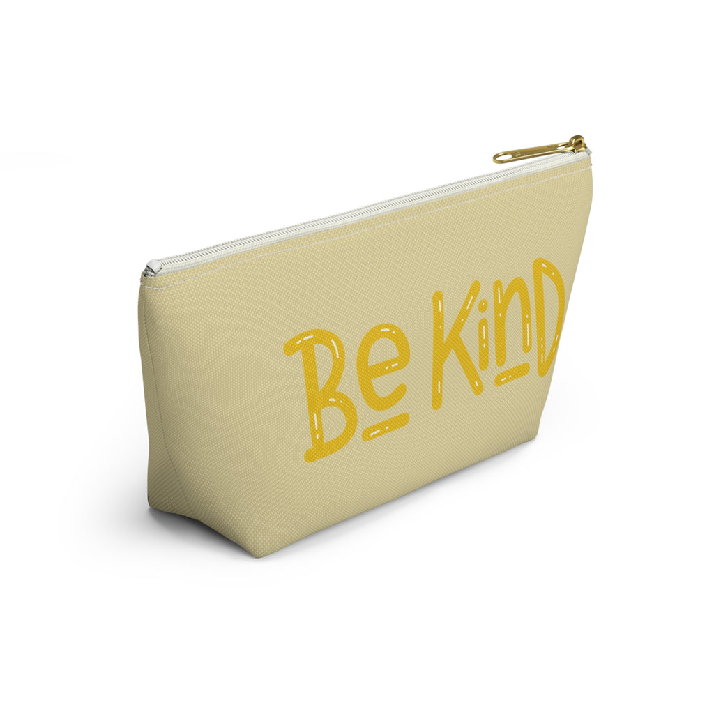 Be Kind Accessory Pouch — Yellow T‑Bottom Makeup Bag