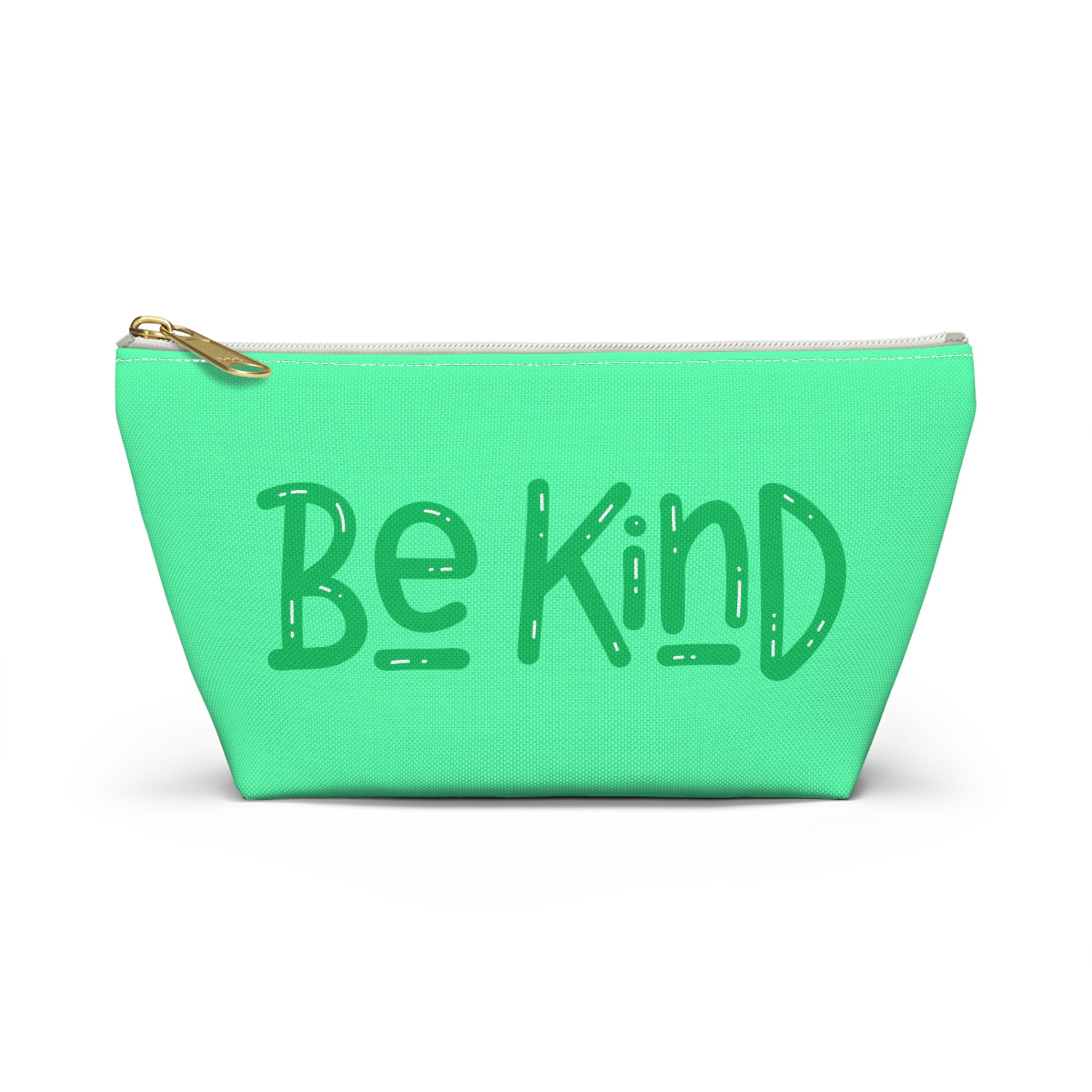 Be Kind Accessory Pouch — Cute Inspirational Makeup Bag with T‑Bottom
