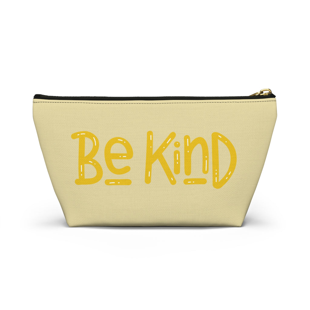 Be Kind Accessory Pouch — Yellow T‑Bottom Makeup Bag