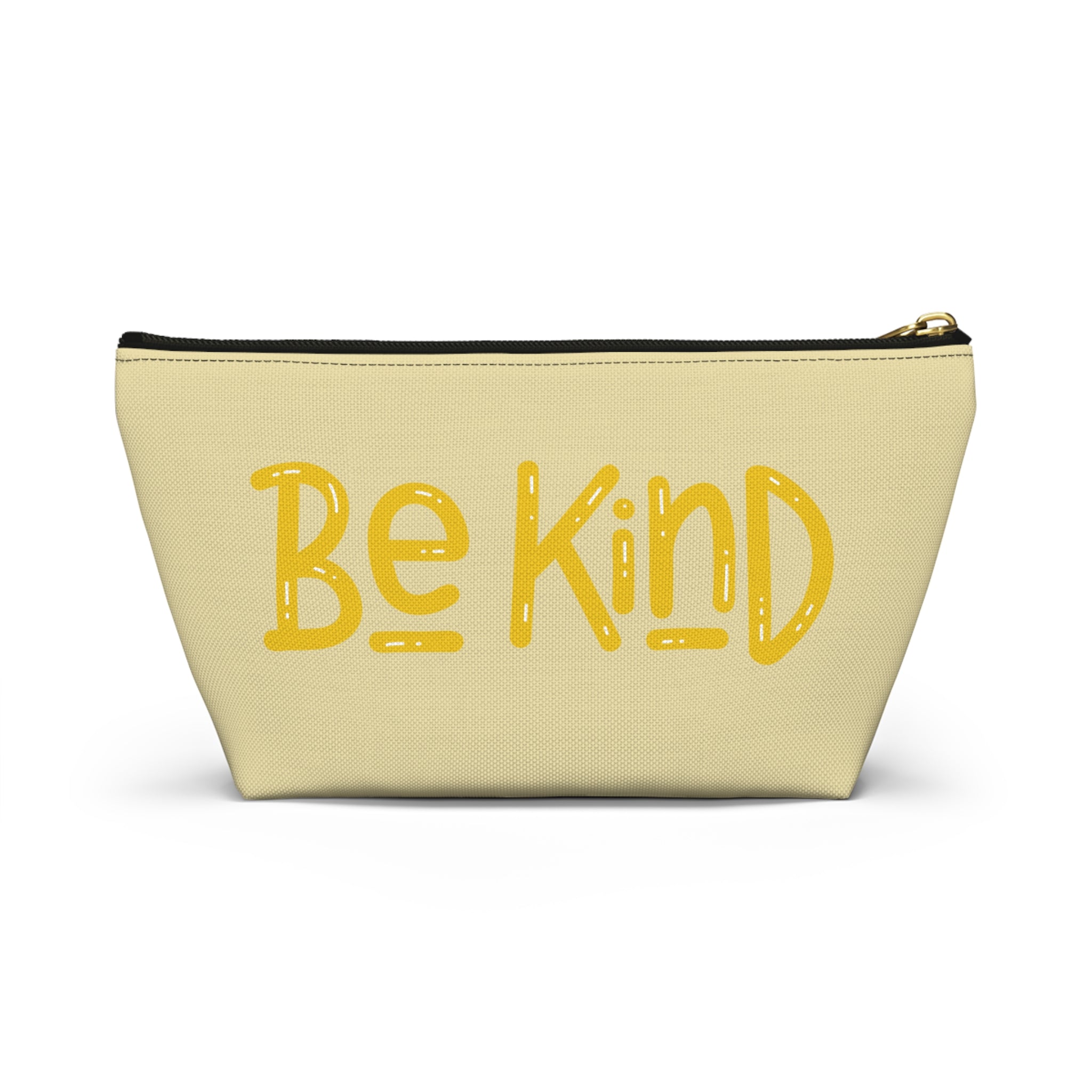 Be Kind Accessory Pouch — Yellow T‑Bottom Makeup Bag