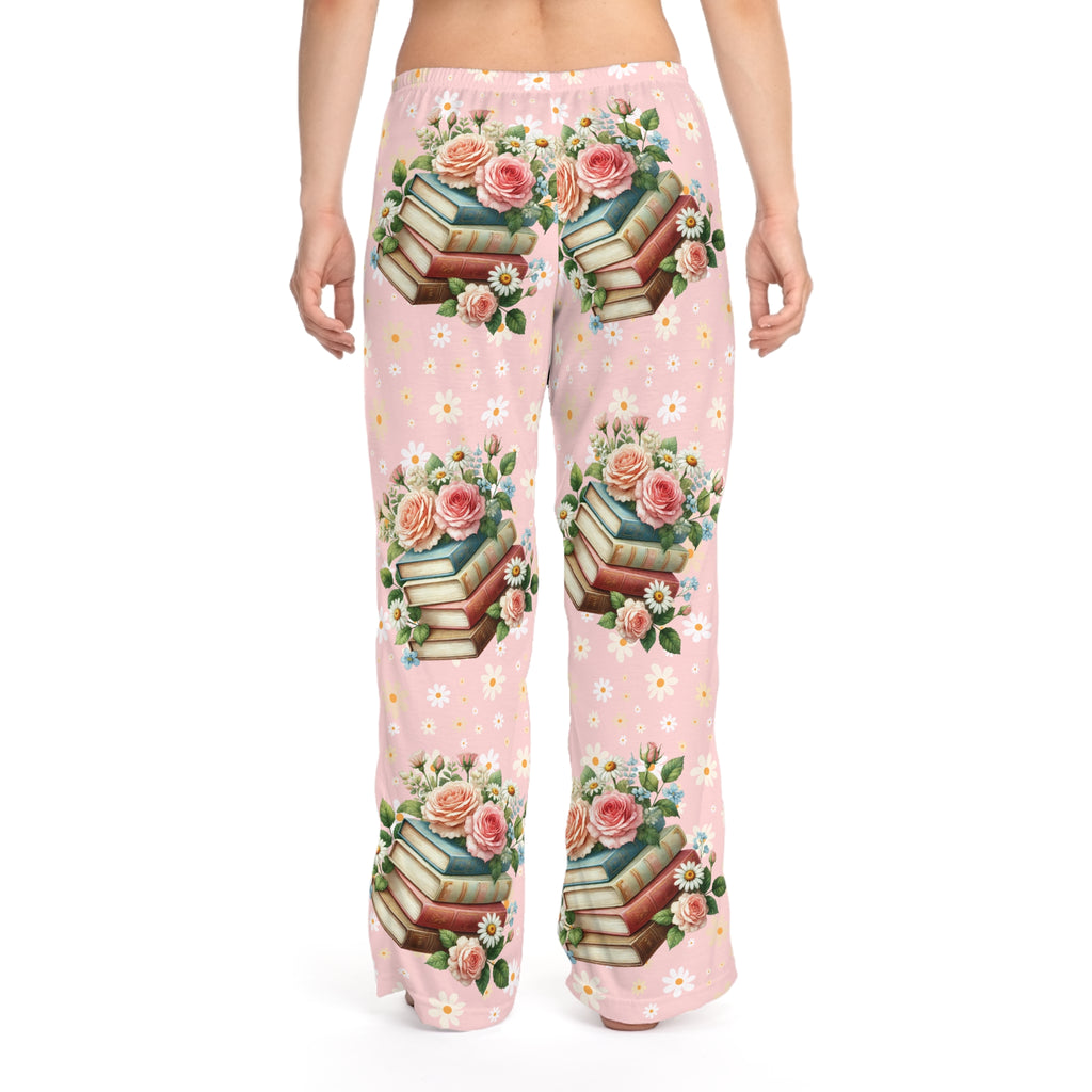 Blue Daisy Floral Pajama Pants | Yellow Background, All-Over Print