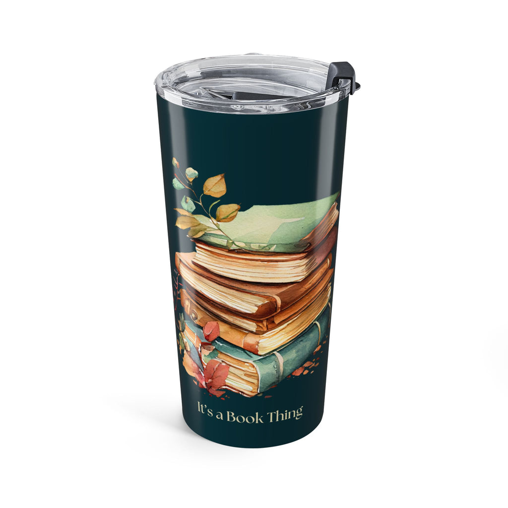 20oz Book Lover Tumbler — Stacked Books Floral Travel Mug