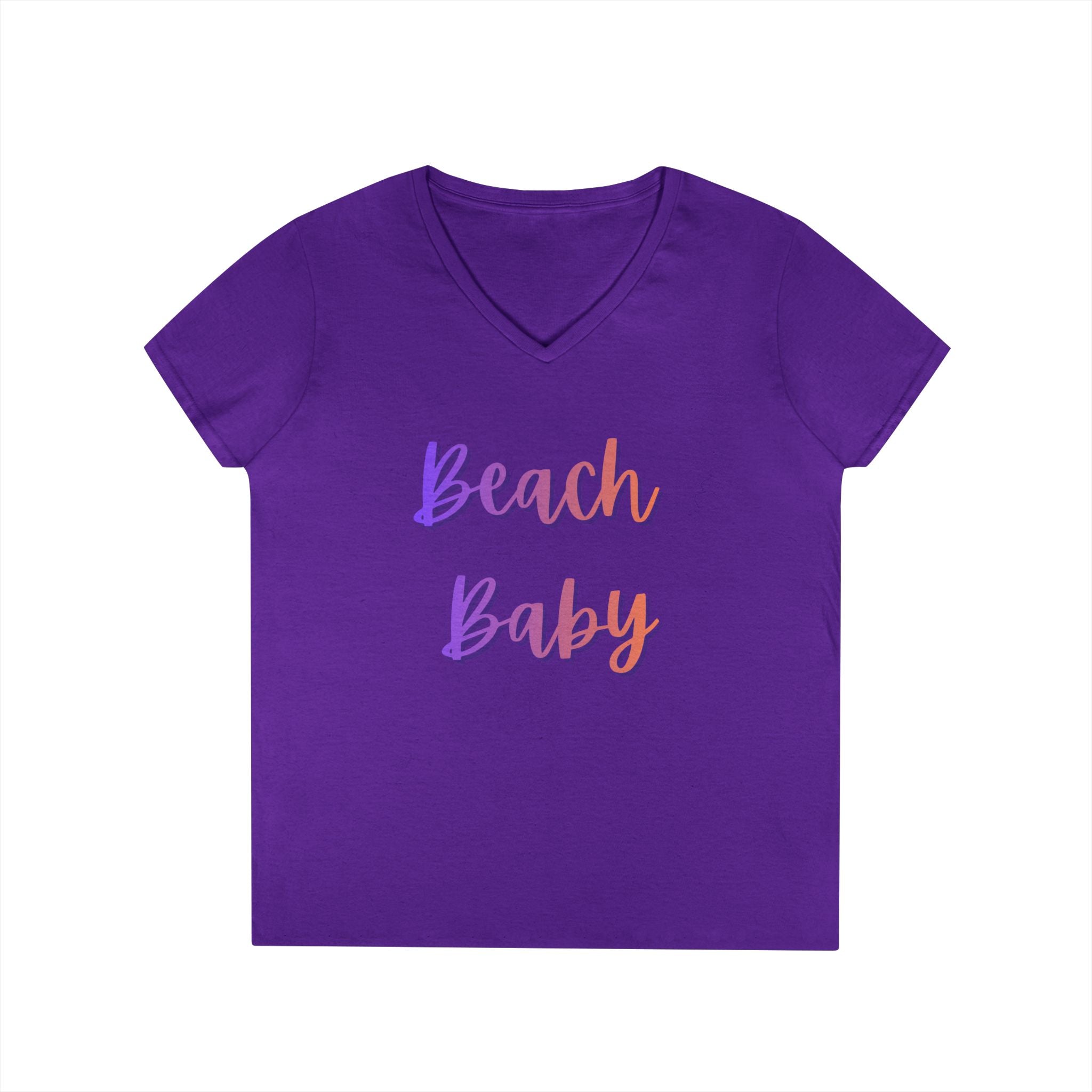 Beach Baby V-Neck Tee — Women's Summer Beach Vacation T-Shirt