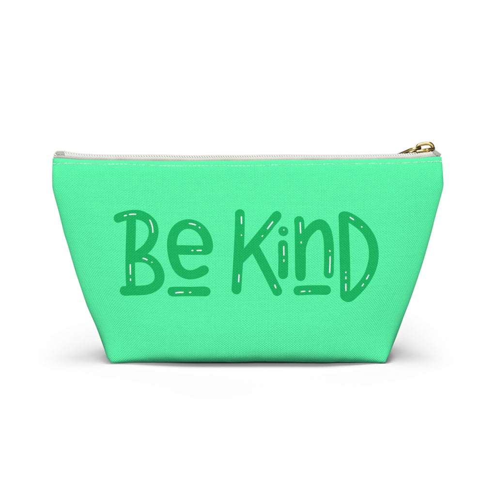 Be Kind Accessory Pouch — Cute Inspirational Makeup Bag with T‑Bottom