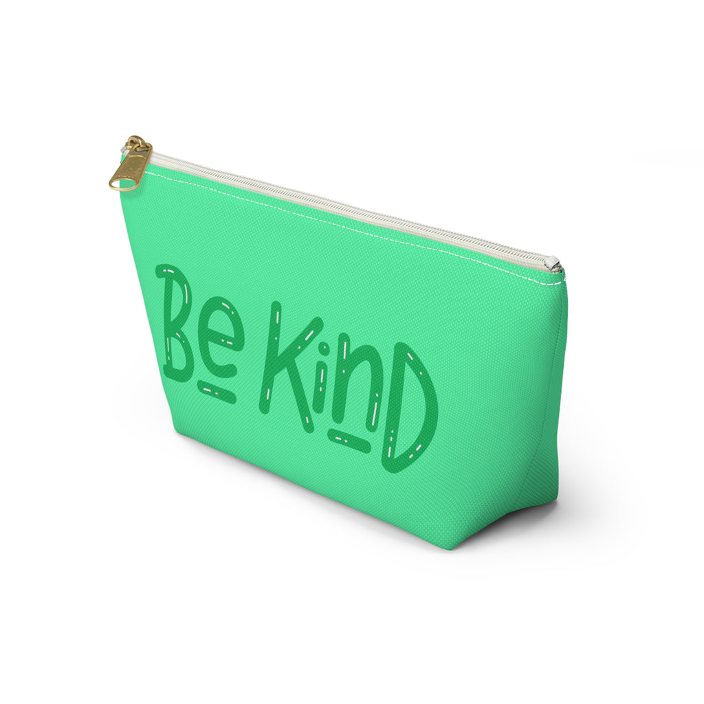 Be Kind Accessory Pouch — Cute Inspirational Makeup Bag with T‑Bottom
