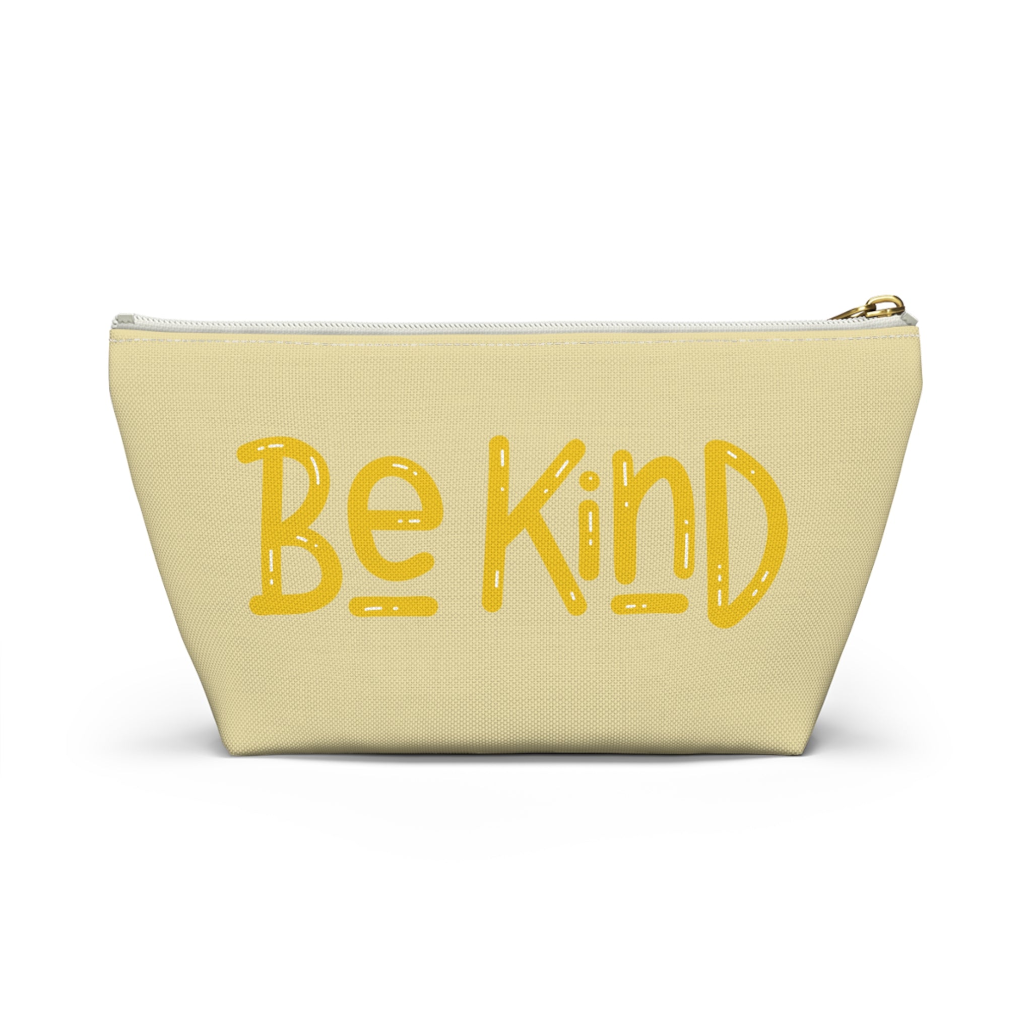 Be Kind Accessory Pouch — Yellow T‑Bottom Makeup Bag