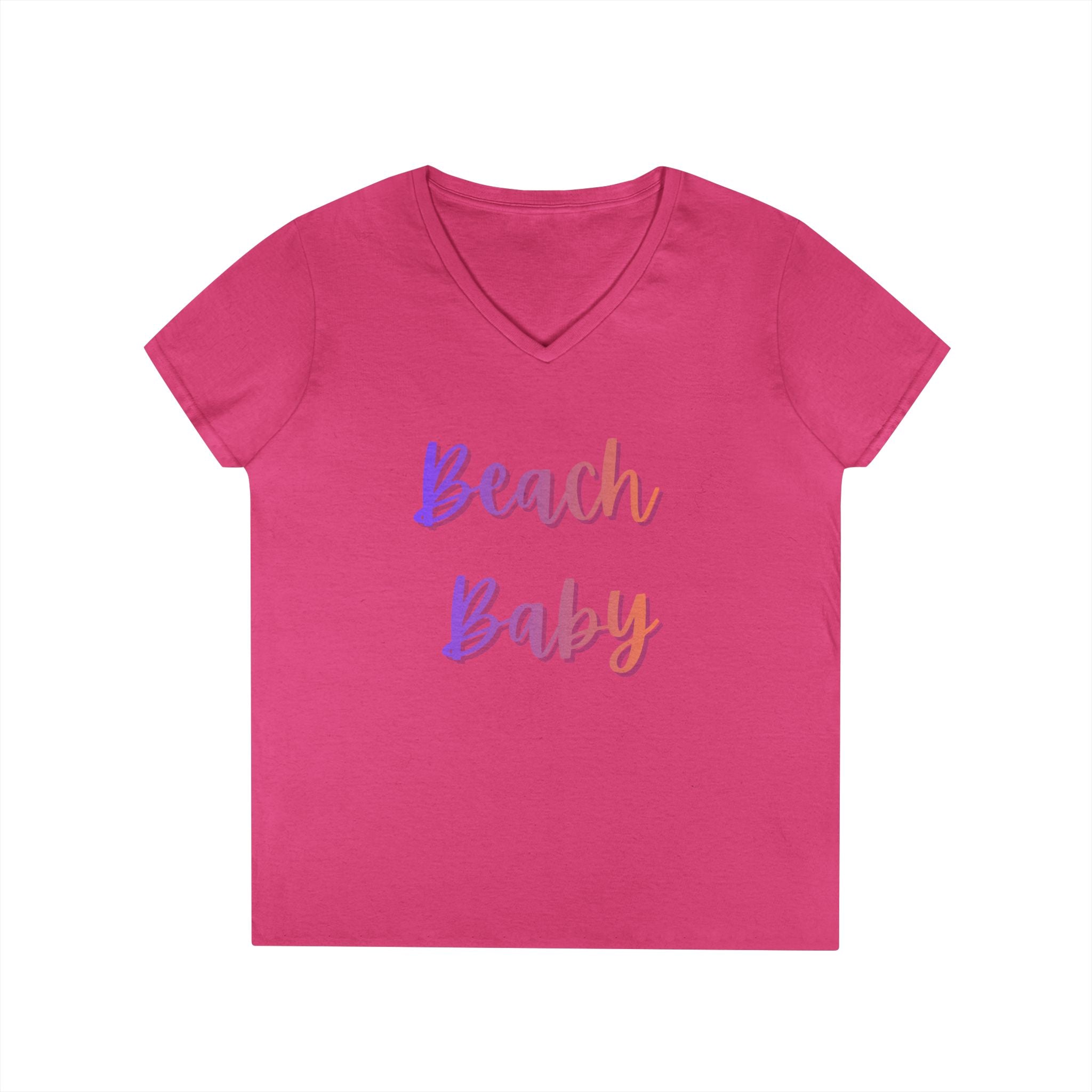 Beach Baby V-Neck Tee — Women's Summer Beach Vacation T-Shirt