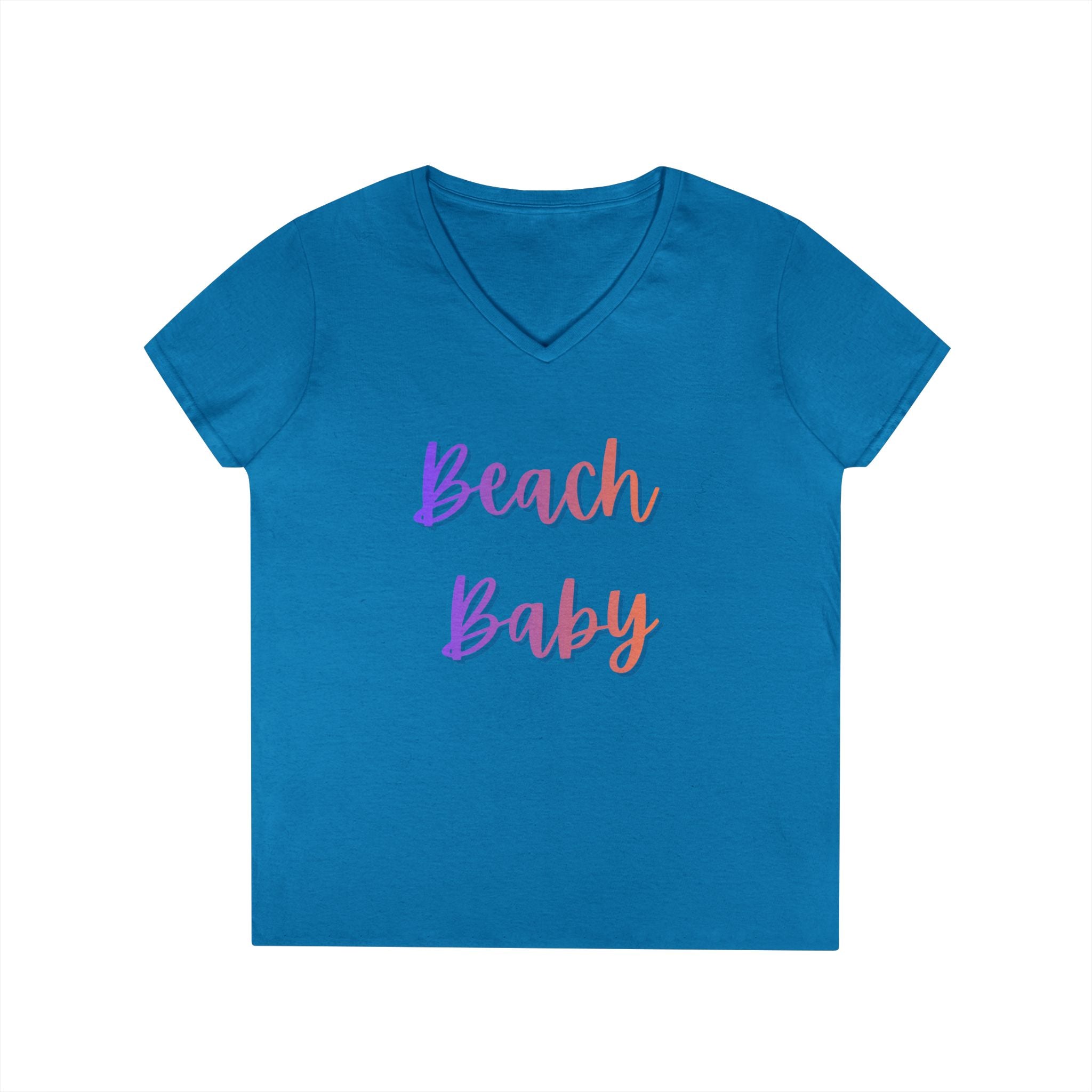Beach Baby V-Neck Tee — Women's Summer Beach Vacation T-Shirt