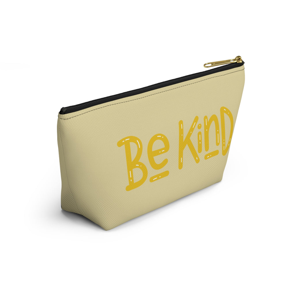 Be Kind Accessory Pouch — Yellow T‑Bottom Makeup Bag
