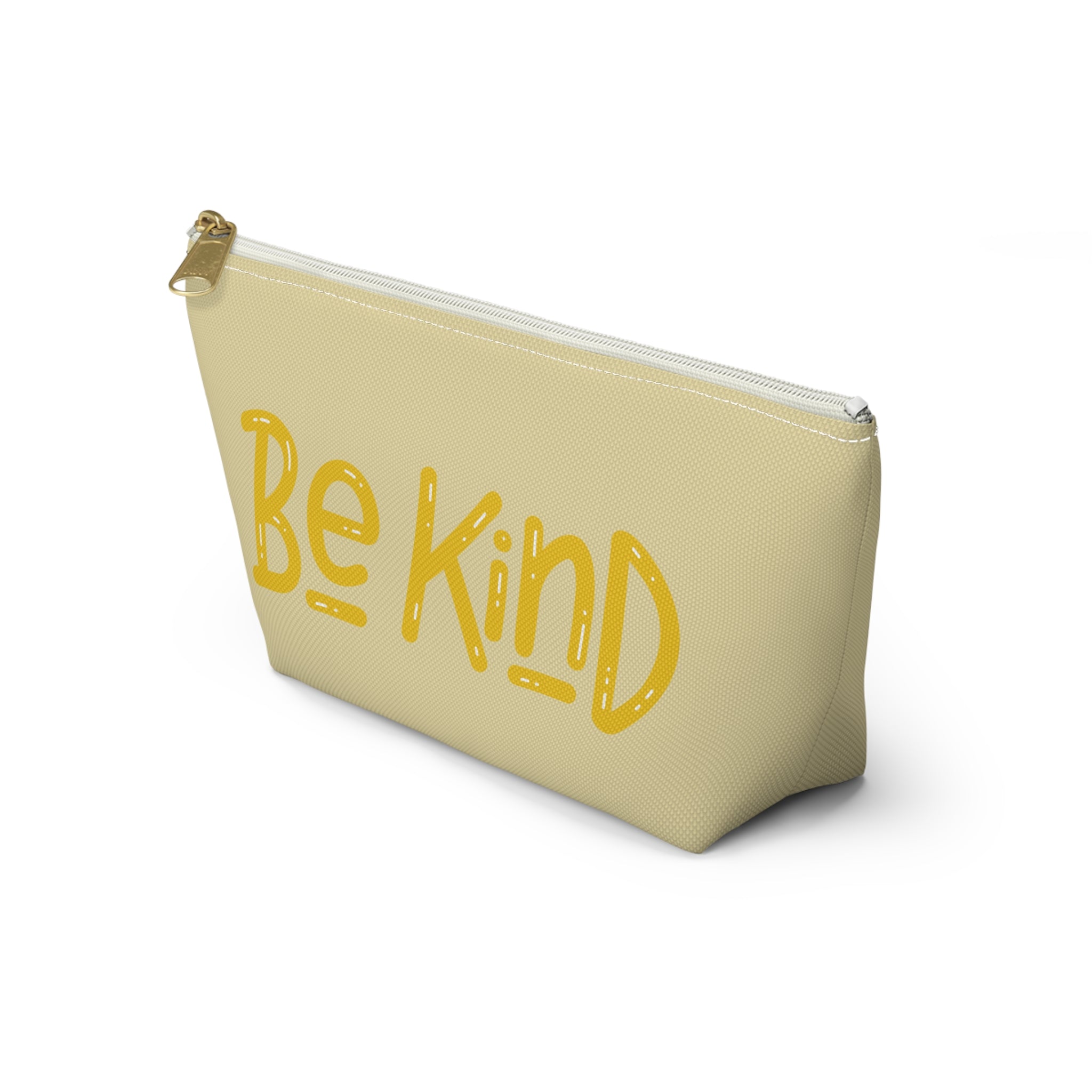 Be Kind Accessory Pouch — Yellow T‑Bottom Makeup Bag