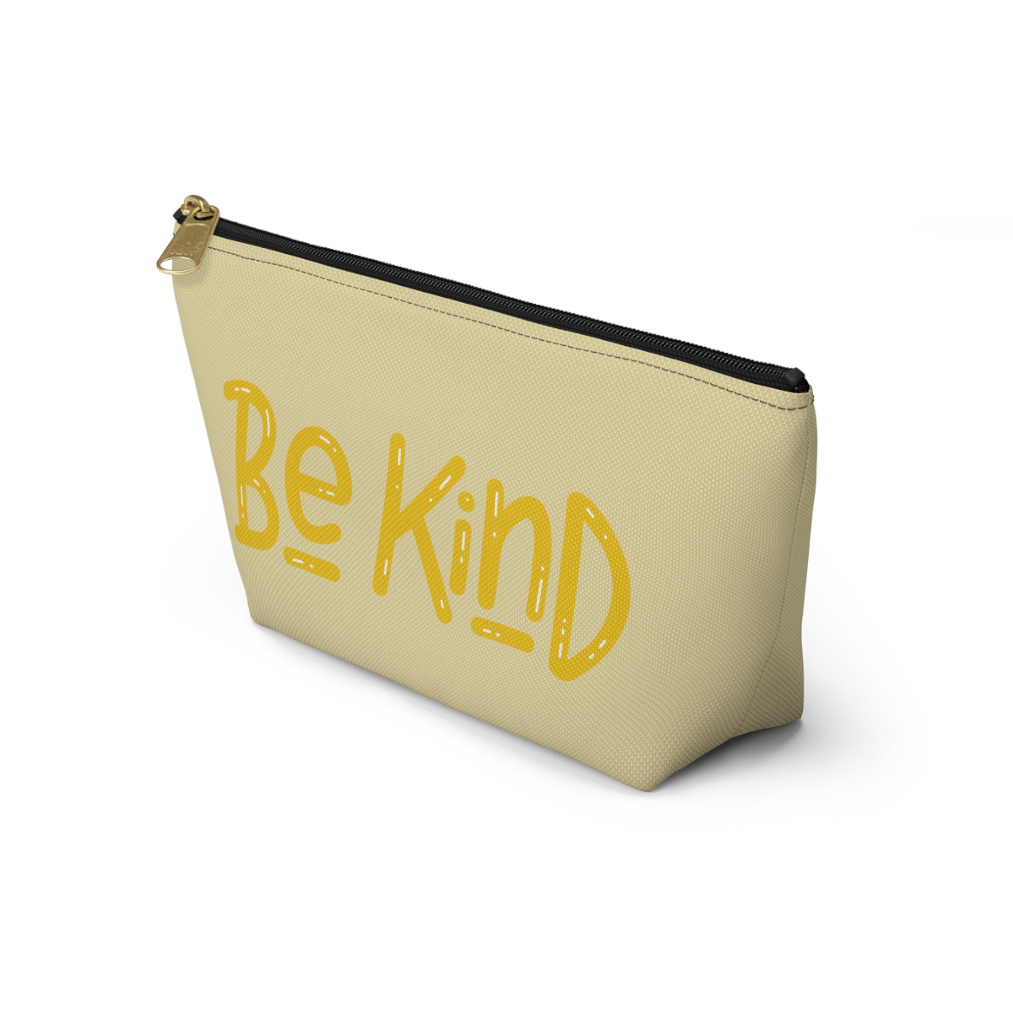 Be Kind Accessory Pouch — Yellow T‑Bottom Makeup Bag