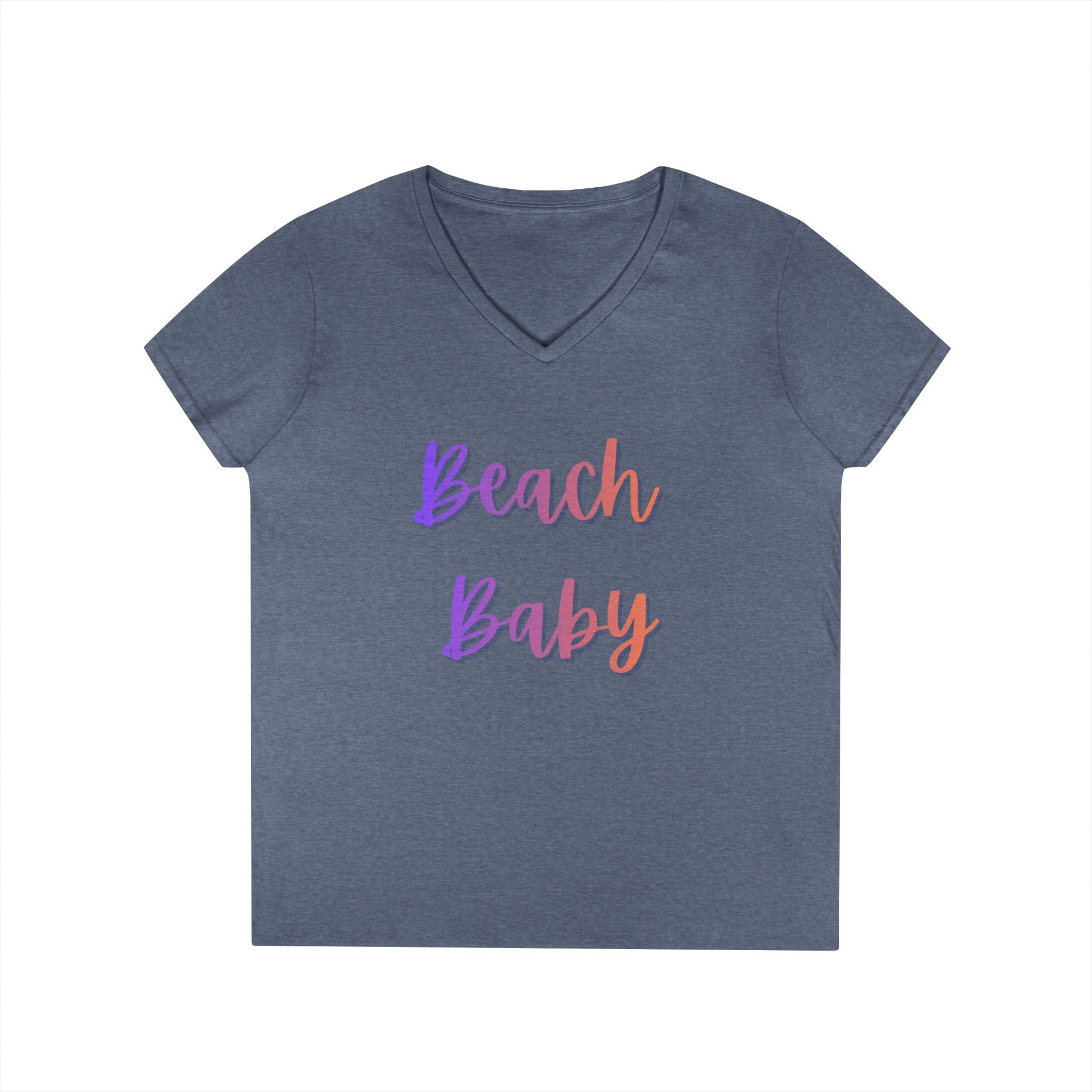 Beach Baby V-Neck Tee — Women's Summer Beach Vacation T-Shirt