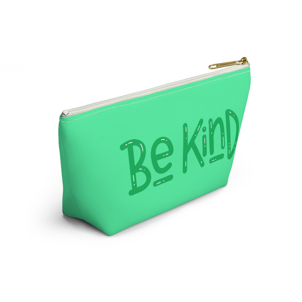 Be Kind Accessory Pouch — Cute Inspirational Makeup Bag with T‑Bottom