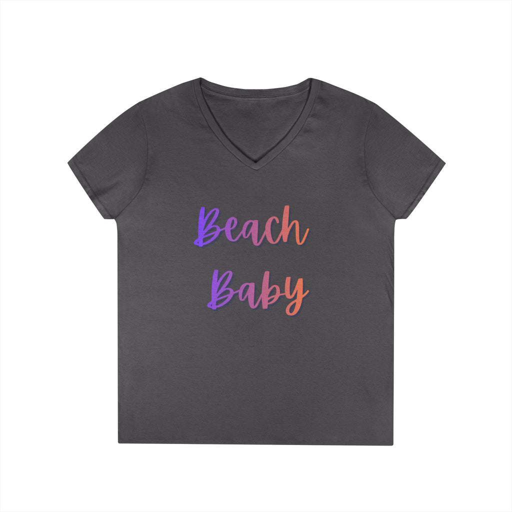 Beach Baby V-Neck Tee — Women's Summer Beach Vacation T-Shirt