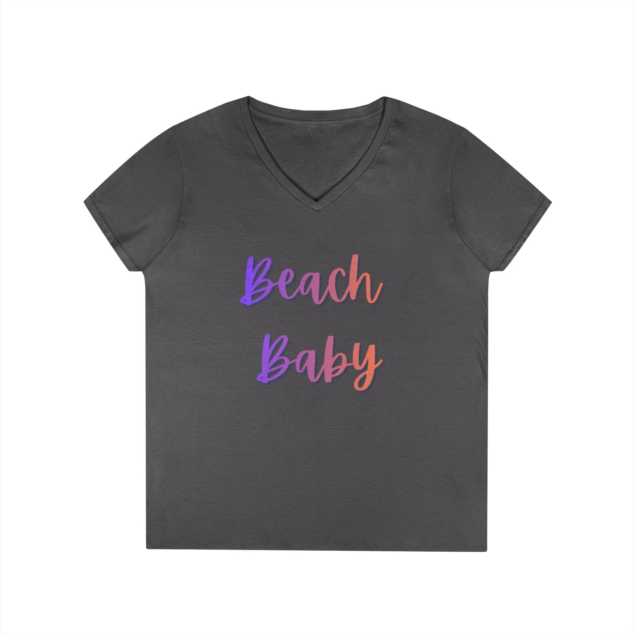 Beach Baby V-Neck Tee — Women's Summer Beach Vacation T-Shirt