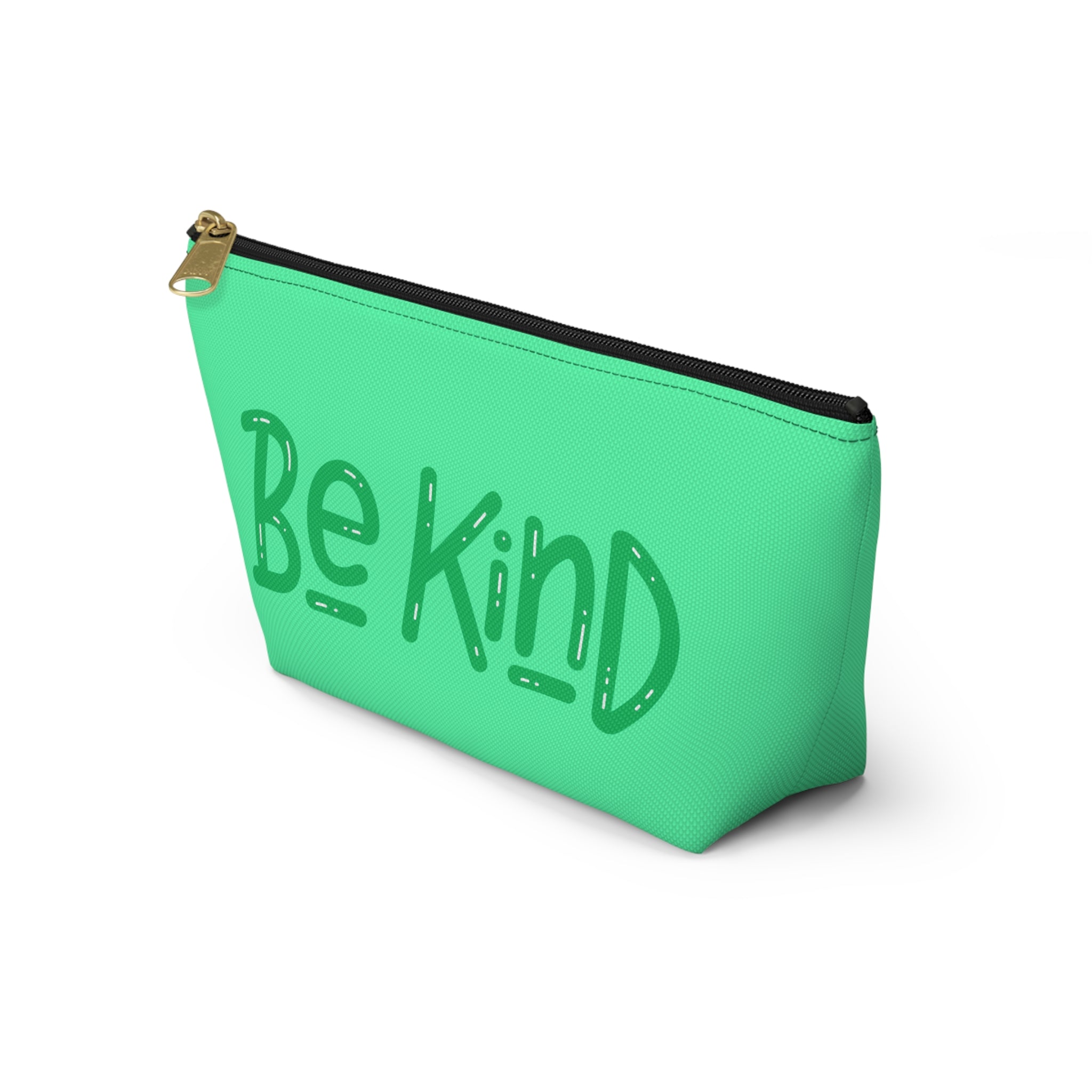 Be Kind Accessory Pouch — Cute Inspirational Makeup Bag with T‑Bottom