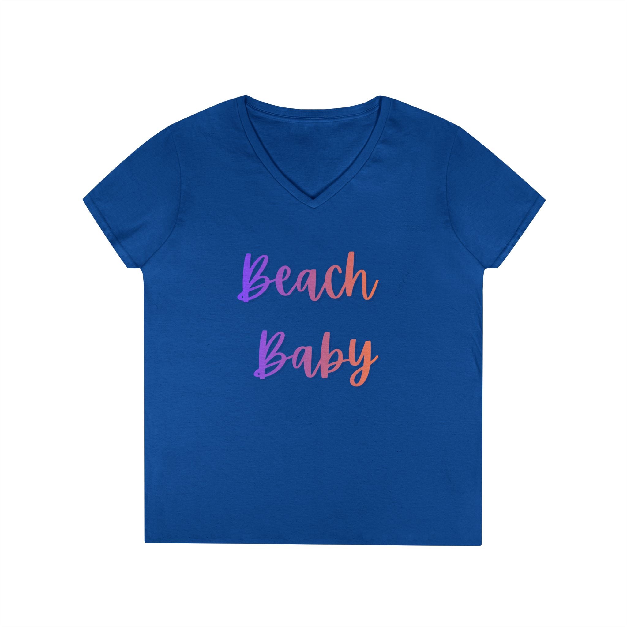Beach Baby V-Neck Tee — Women's Summer Beach Vacation T-Shirt